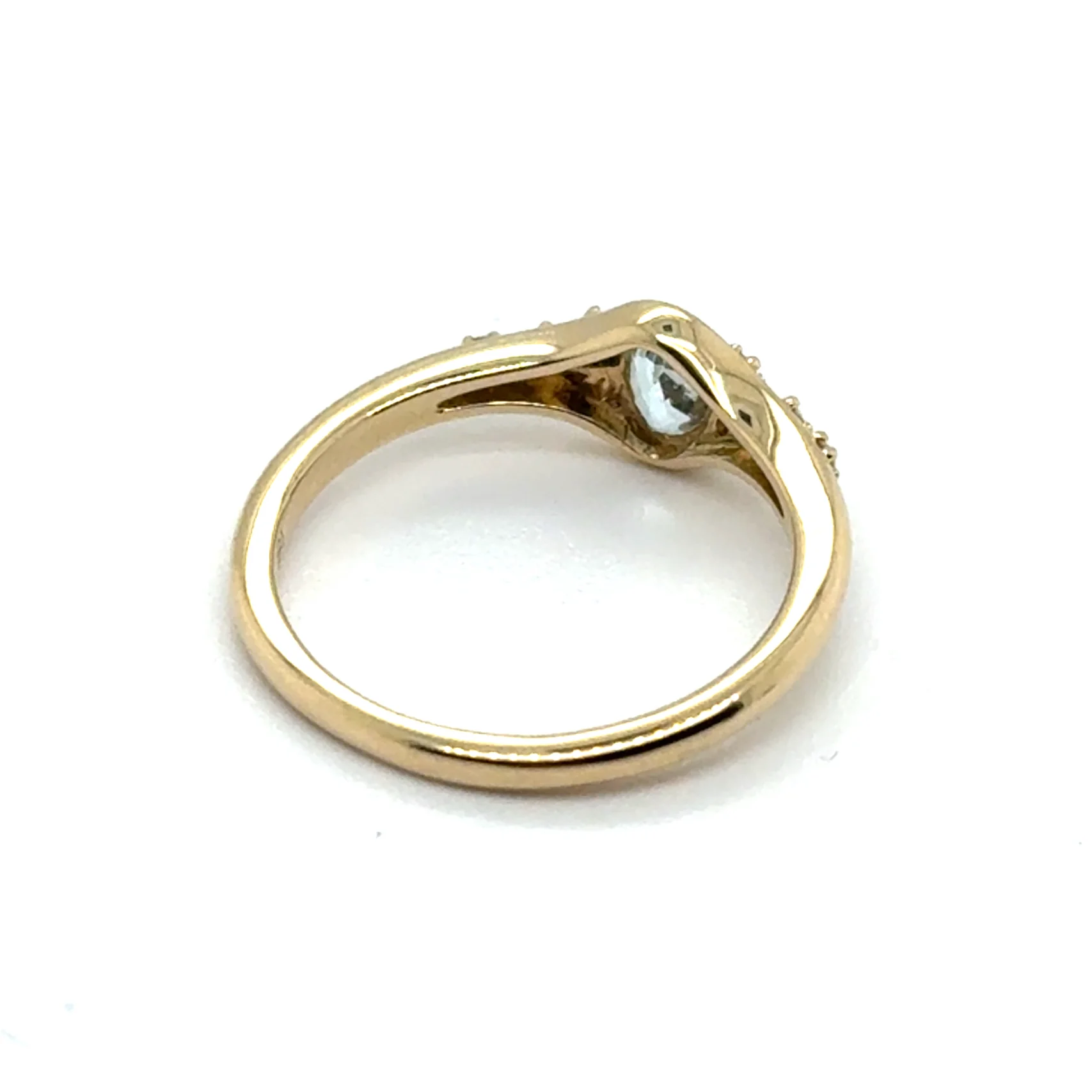 0.24 Cttw 14Kt Yellow Gold Aqu And Diamond Gemstone Ring - Image 2