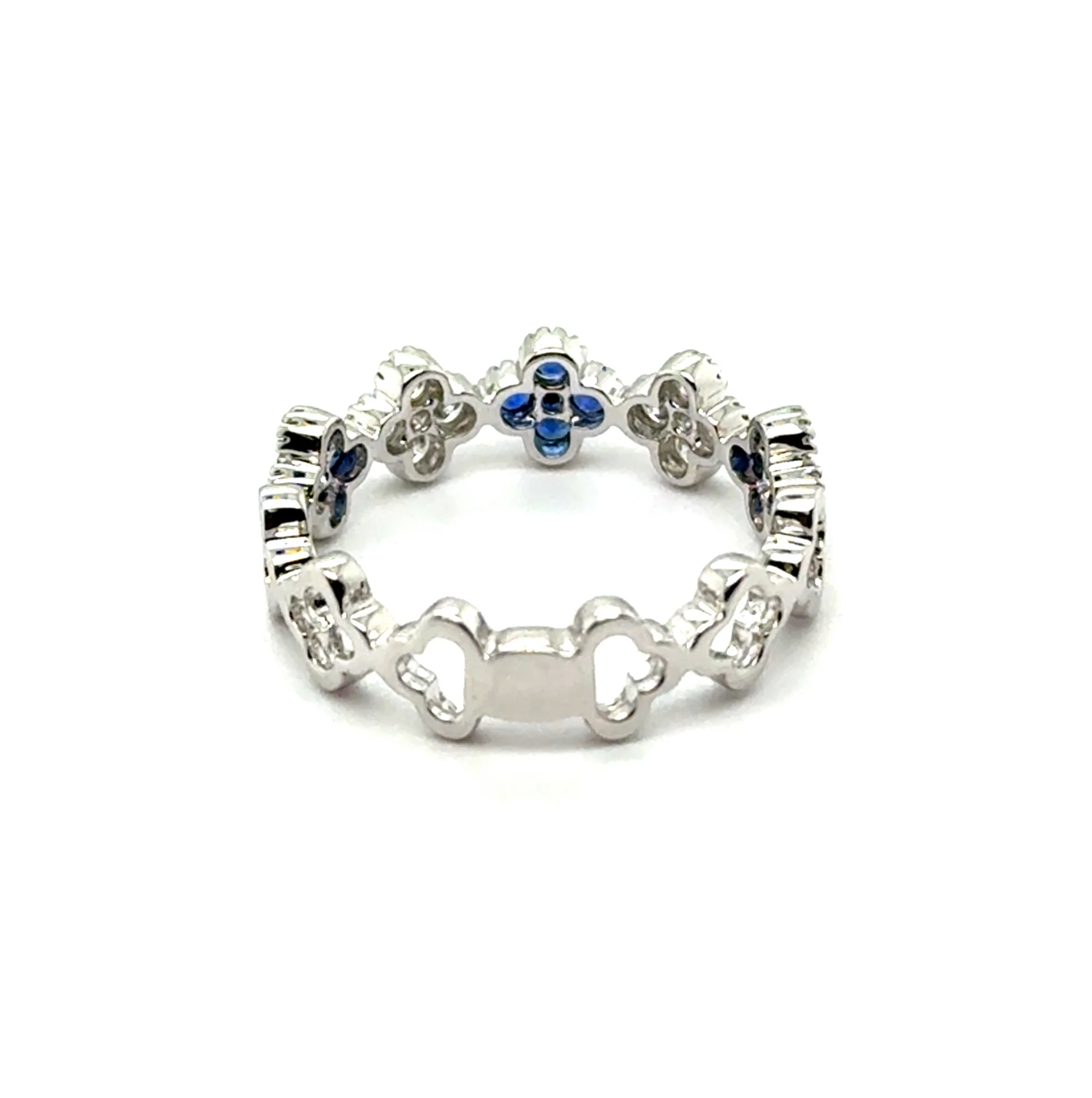 0.70 Cttw 14kt White Gold Blue Sapphire And Diamond Ring - Image 2