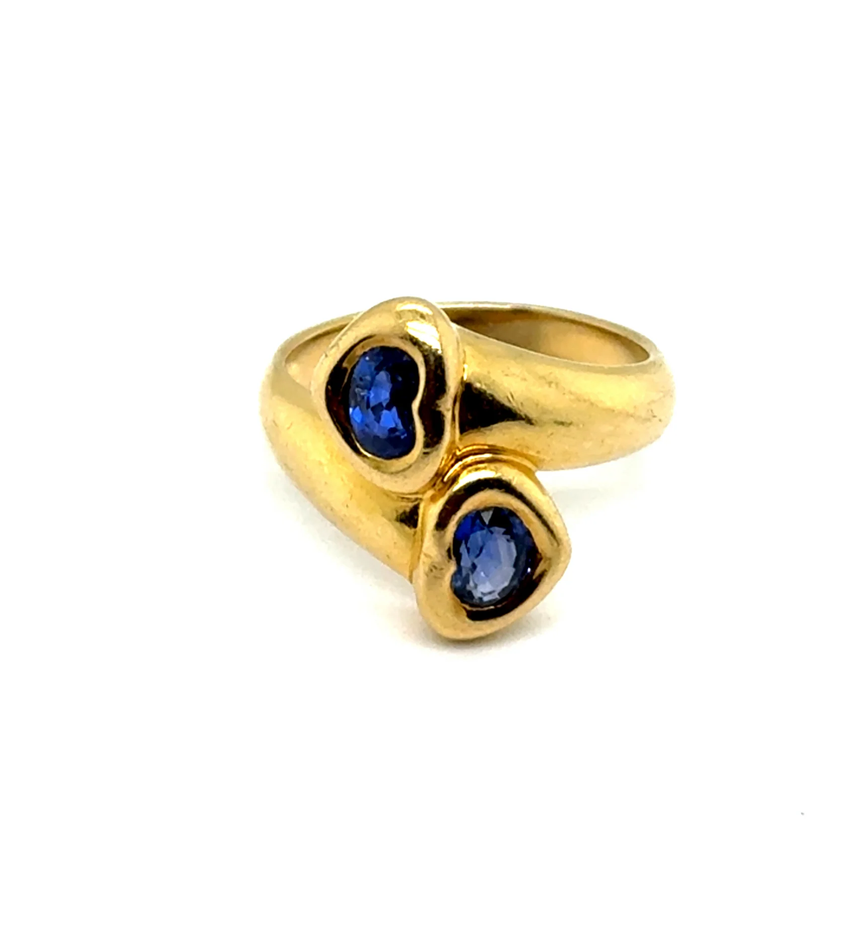 0.70 cttw 18Kt Yellow Gold Sapphire Bypass Style Ring - Image 2
