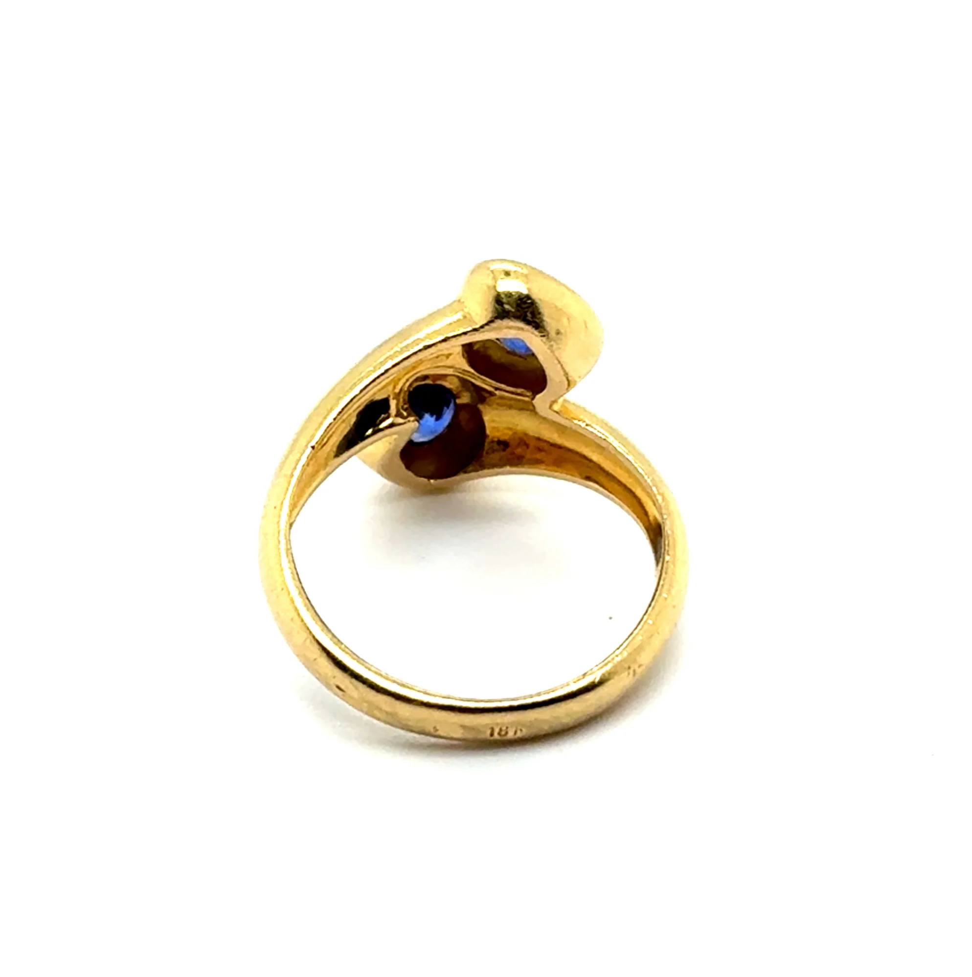 0.70 cttw 18Kt Yellow Gold Sapphire Bypass Style Ring - Image 3