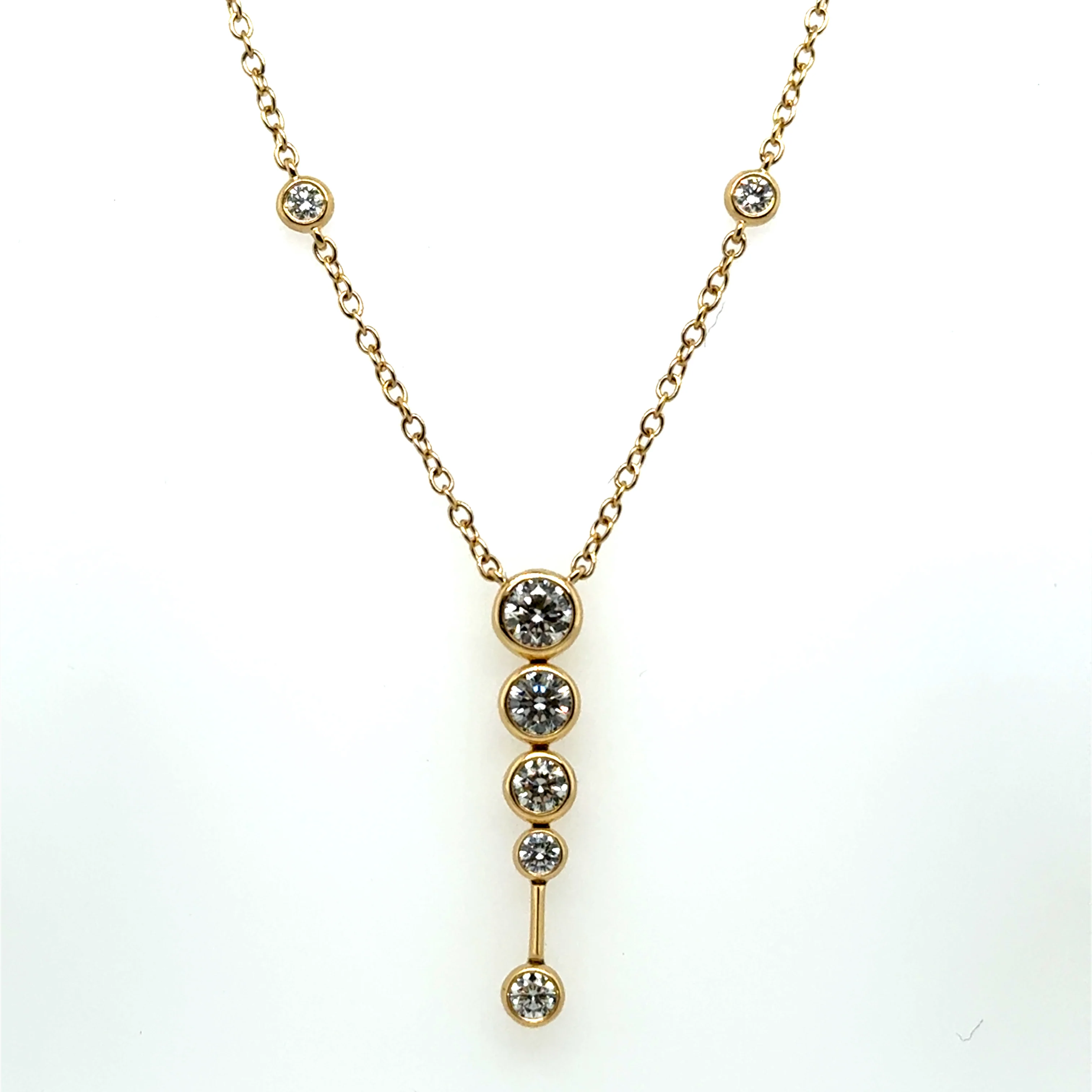 1.03Ctw 18Kt Yellow Gold Bezel Set Diamond Necklace