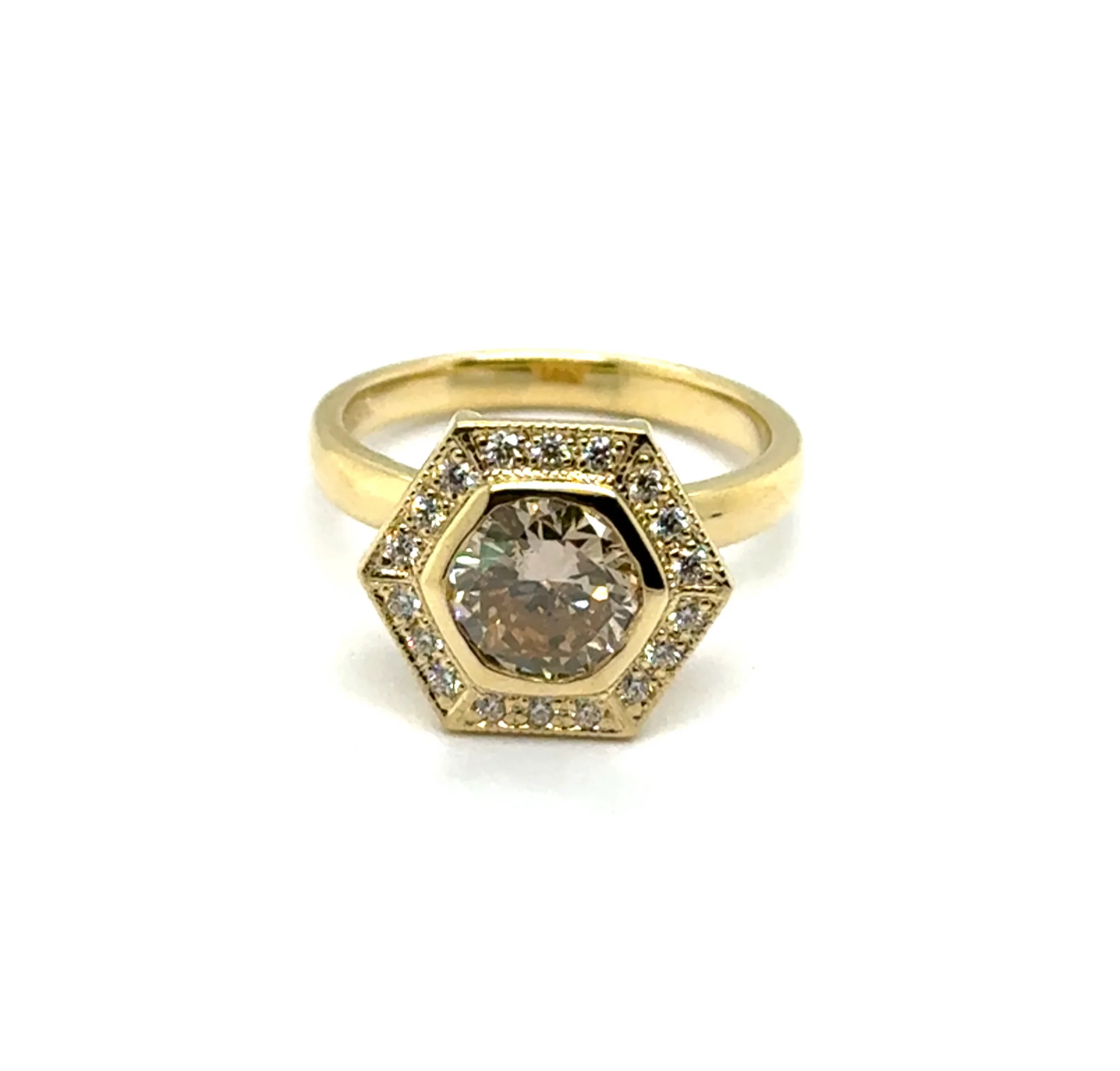 1.48 Cttw 18Kt Yellow Gold Cognac Diamond Engagment Ring