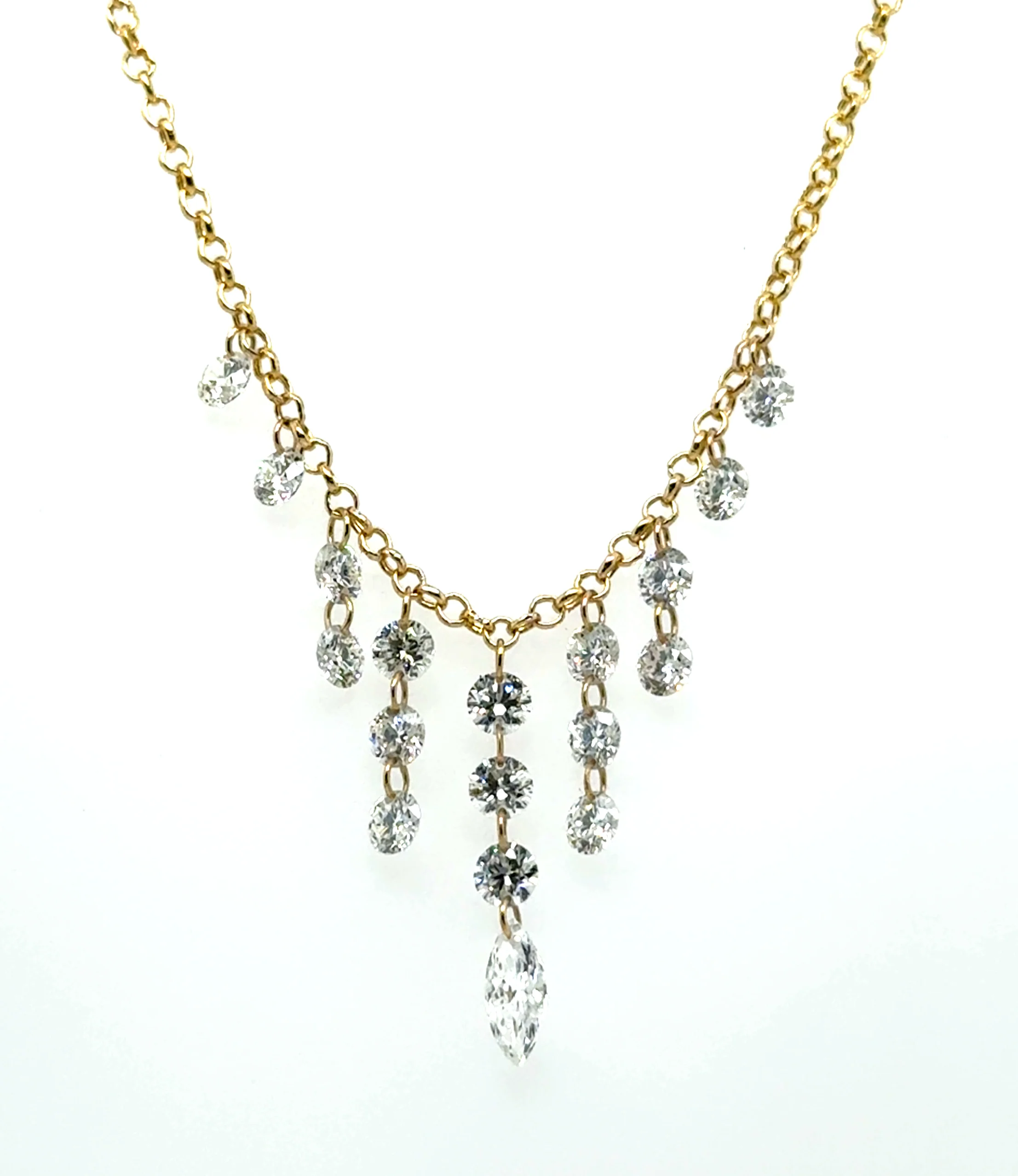 1.63 Ctw 14kt Yellow Gold Floating Diamond Necklace - Image 2