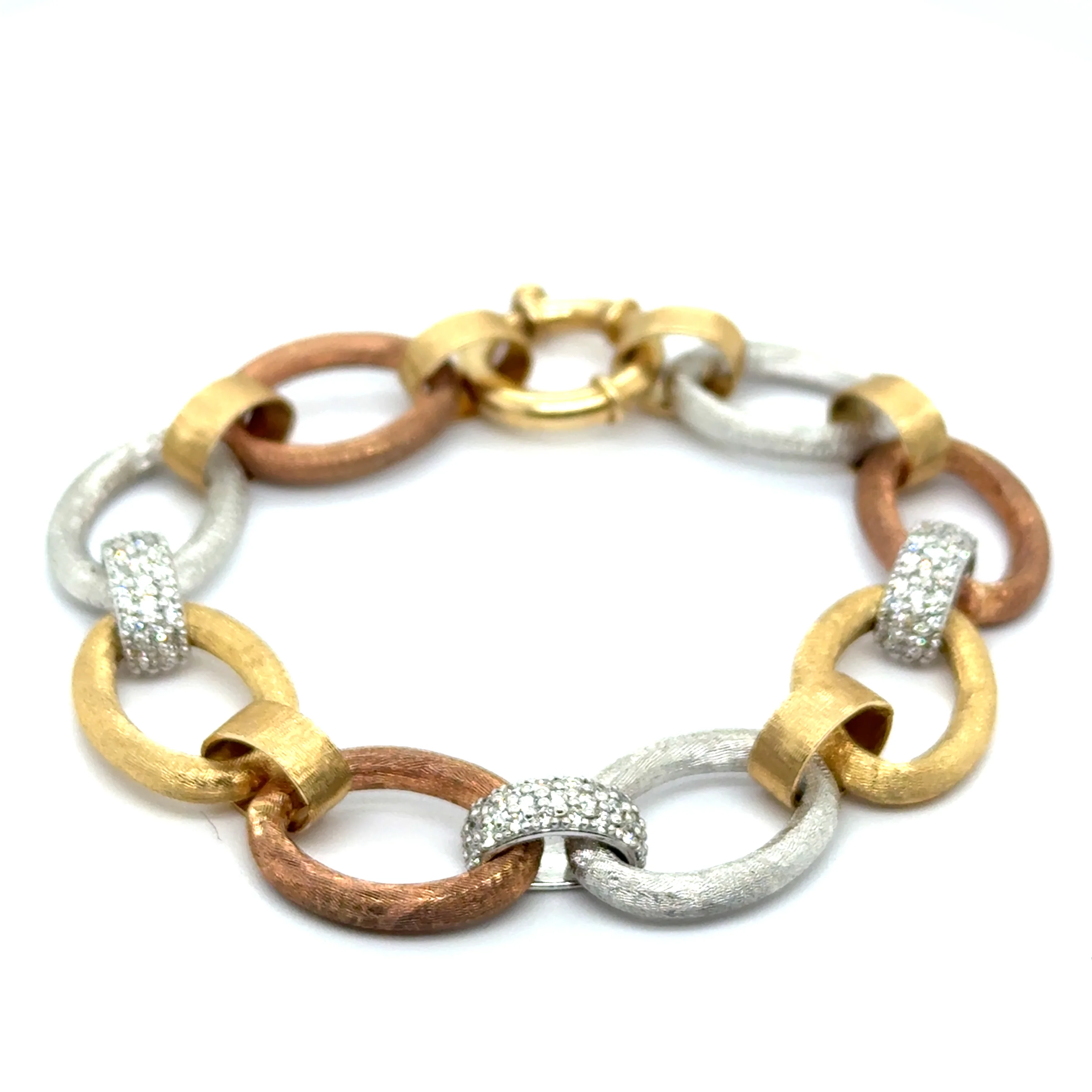 1.72 Ctw 14Kt Tri-Color Gold Oval Link Bracelet - Image 2