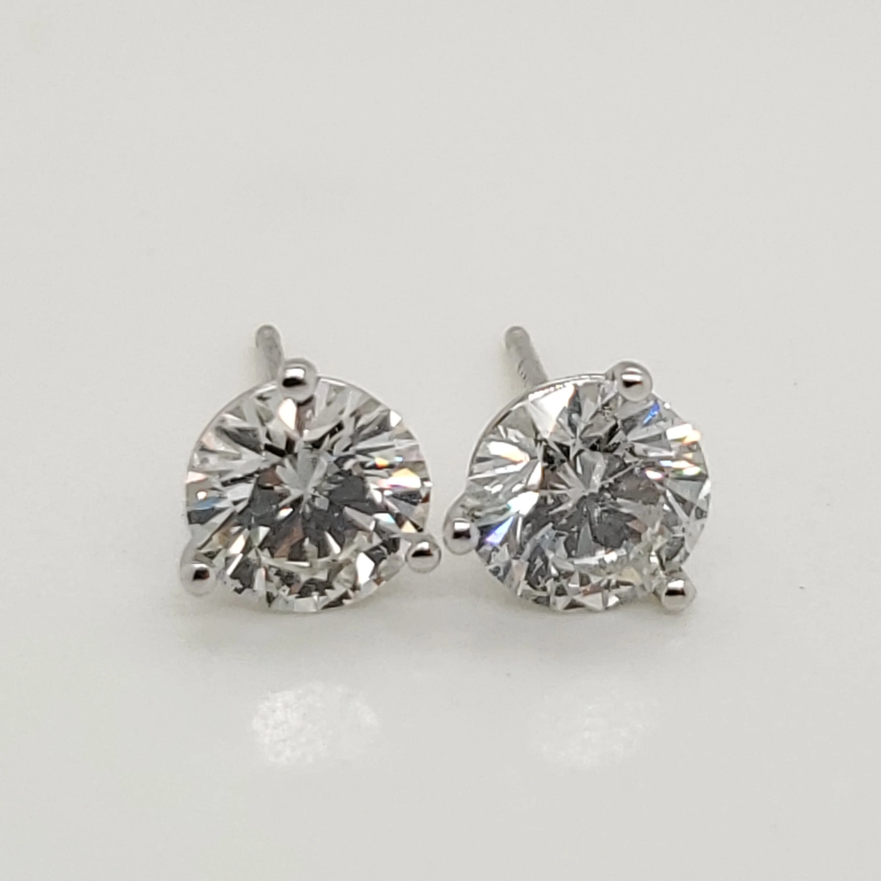 1.96 Carat Total Weight Diamond Stud Earrings