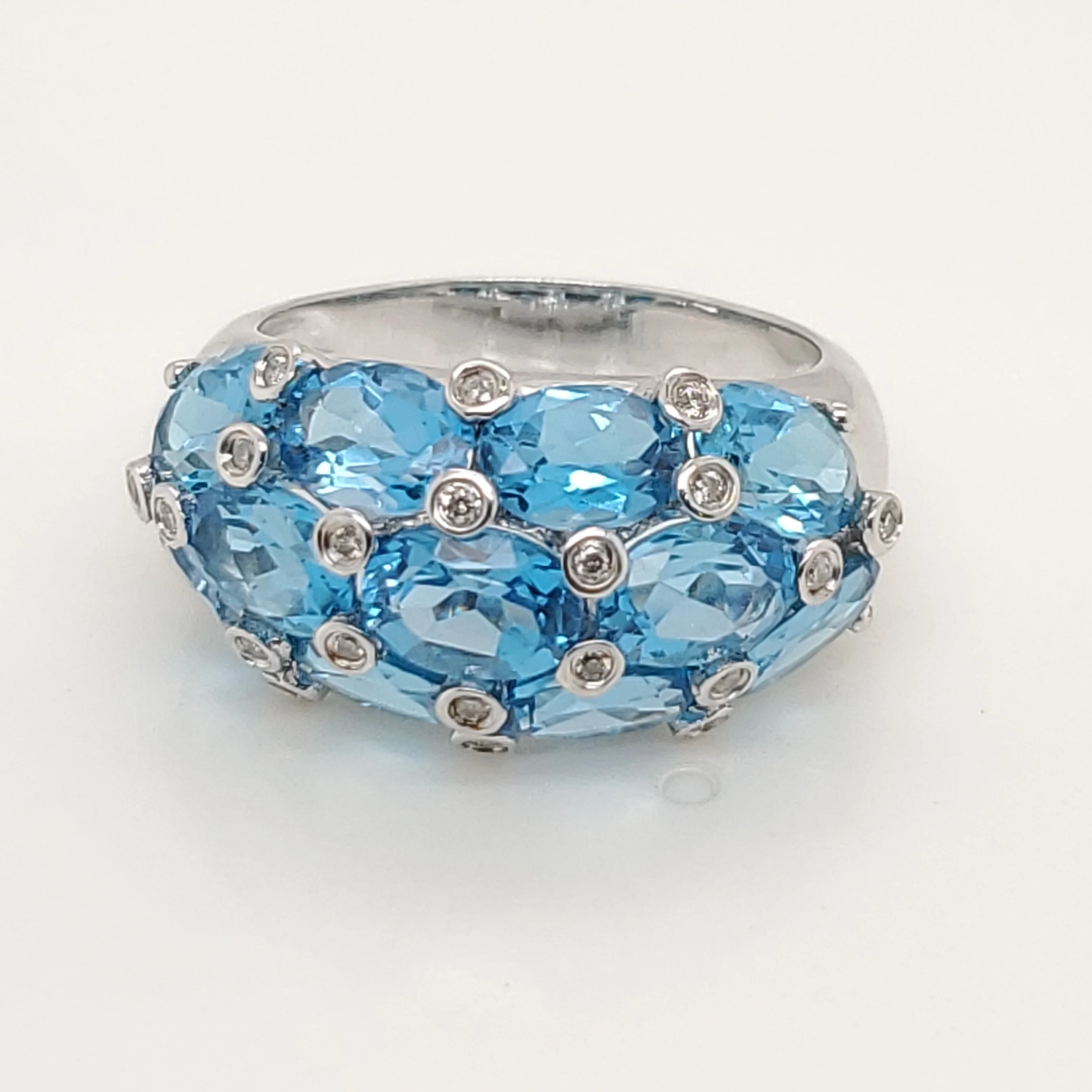 10kt White Gold Blue Topaz and Diamond Ring