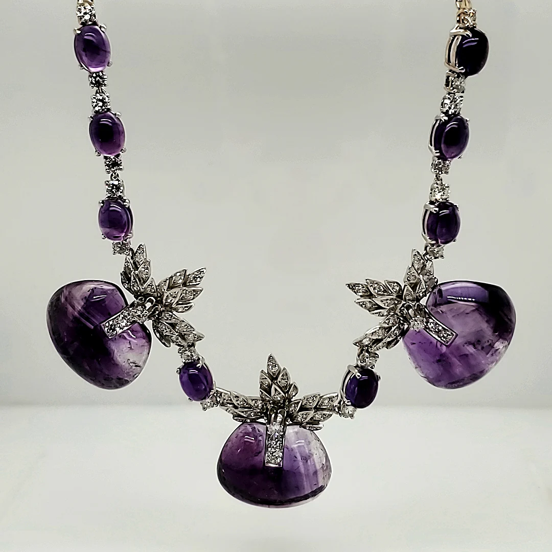 14kt Gold Amethyst and Diamond Necklace