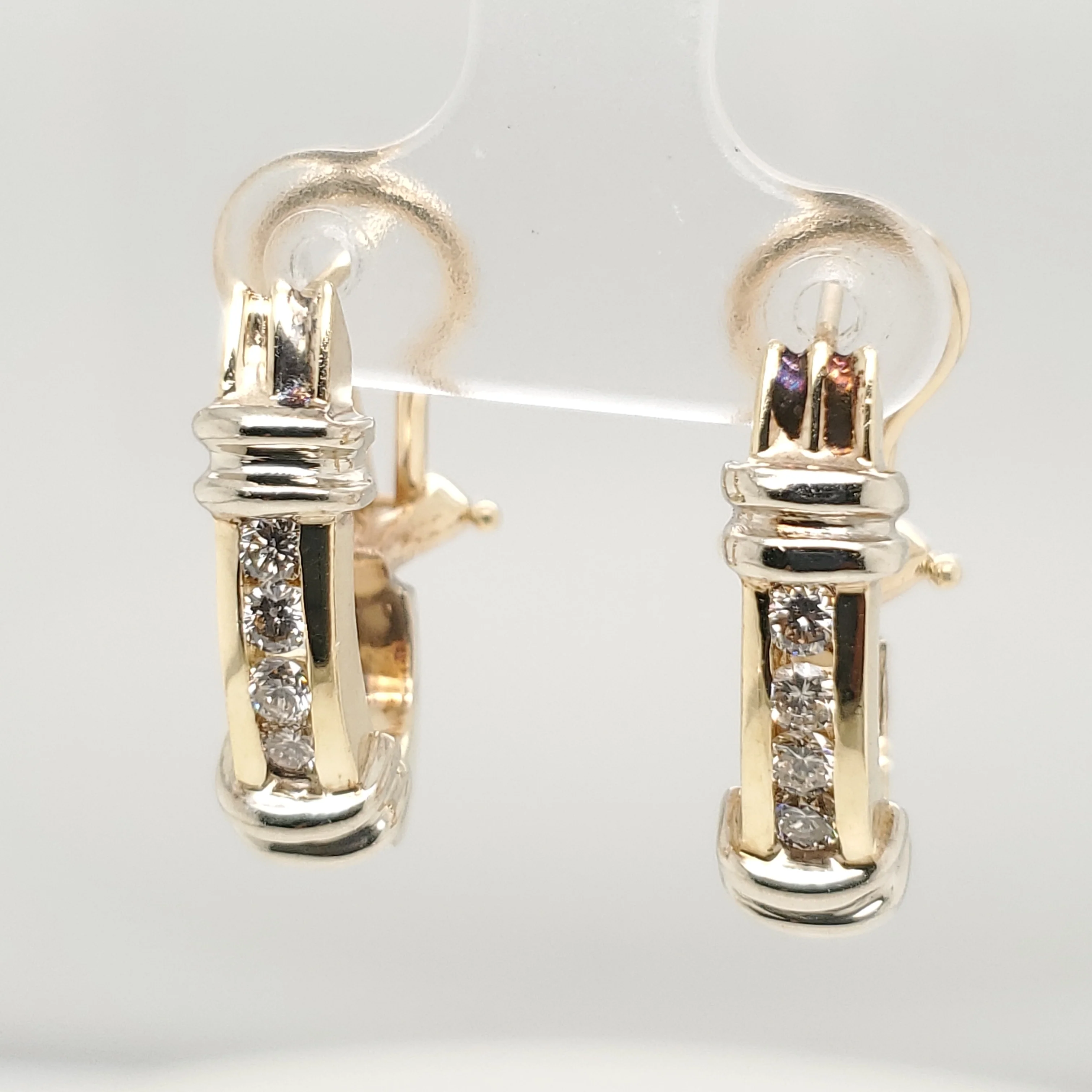 14Kt Gold And Diamond Hoop Earrings