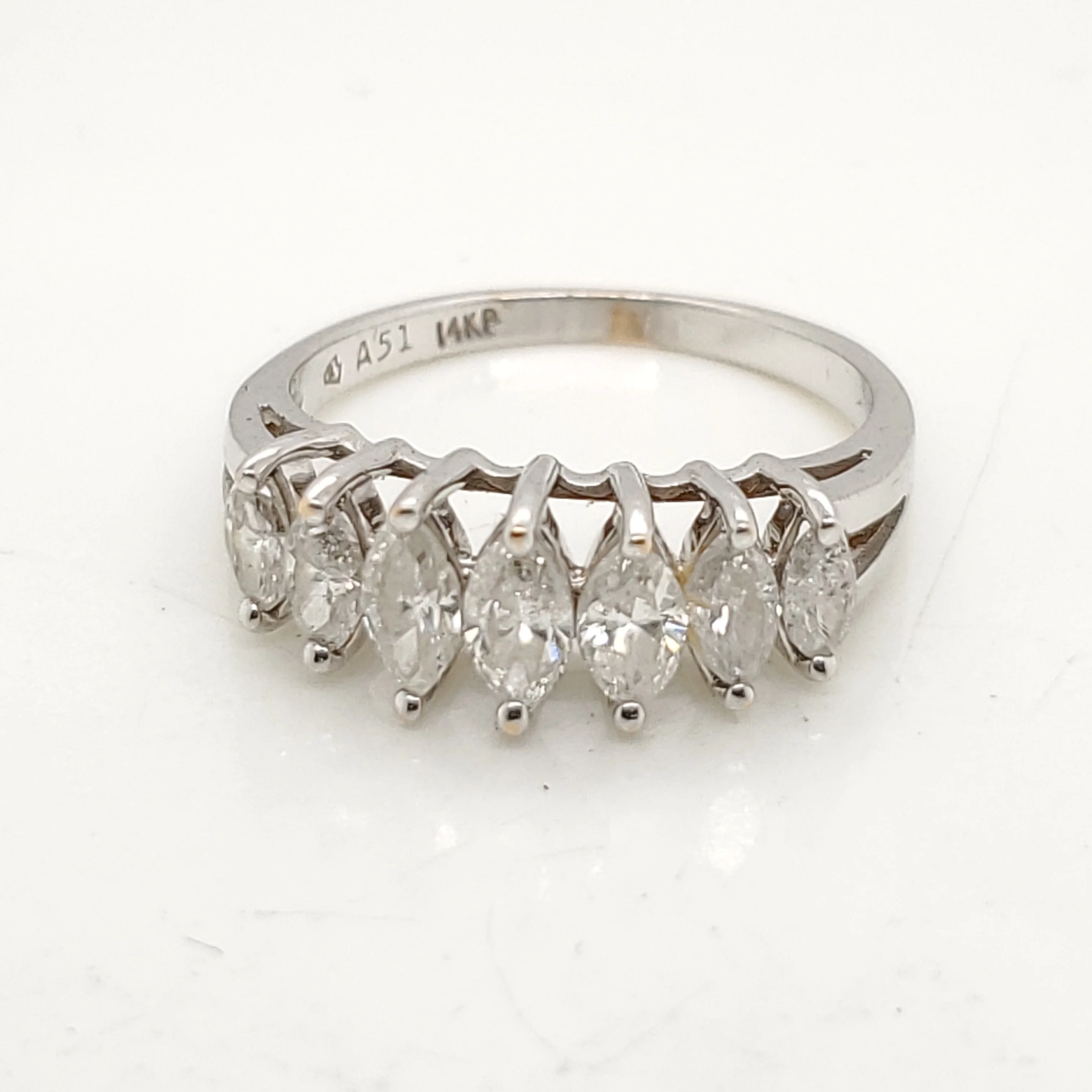 14Kt Gold And Marquise Diamond Wedding Band