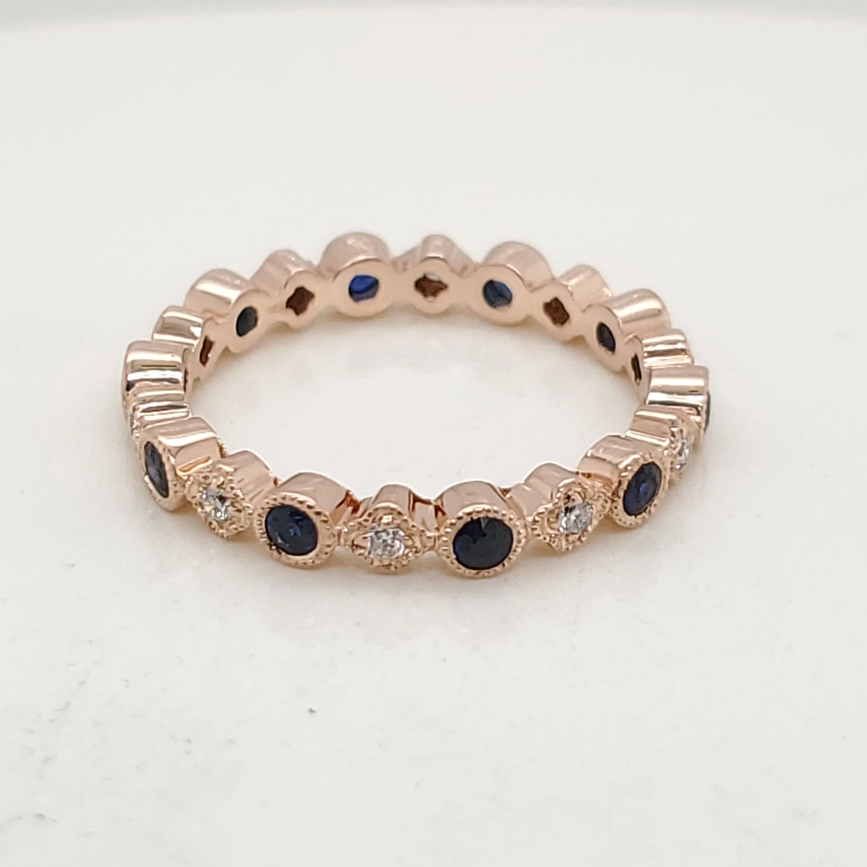 14kt Rose Gold Diamond and sapphire Eternity Band