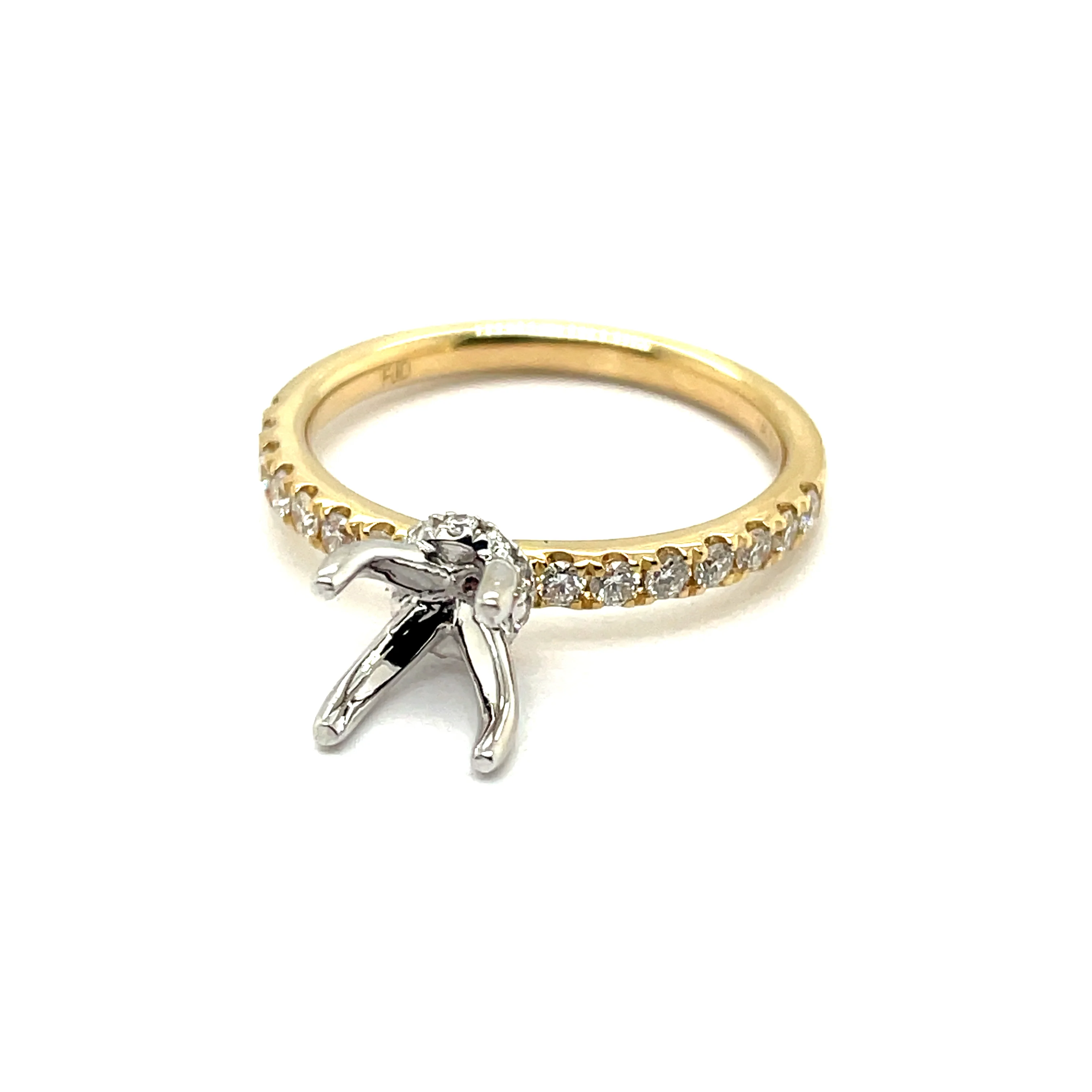 14kt White And Yellow Gold 0.31Ctw Diamond Semi-Mount Ring