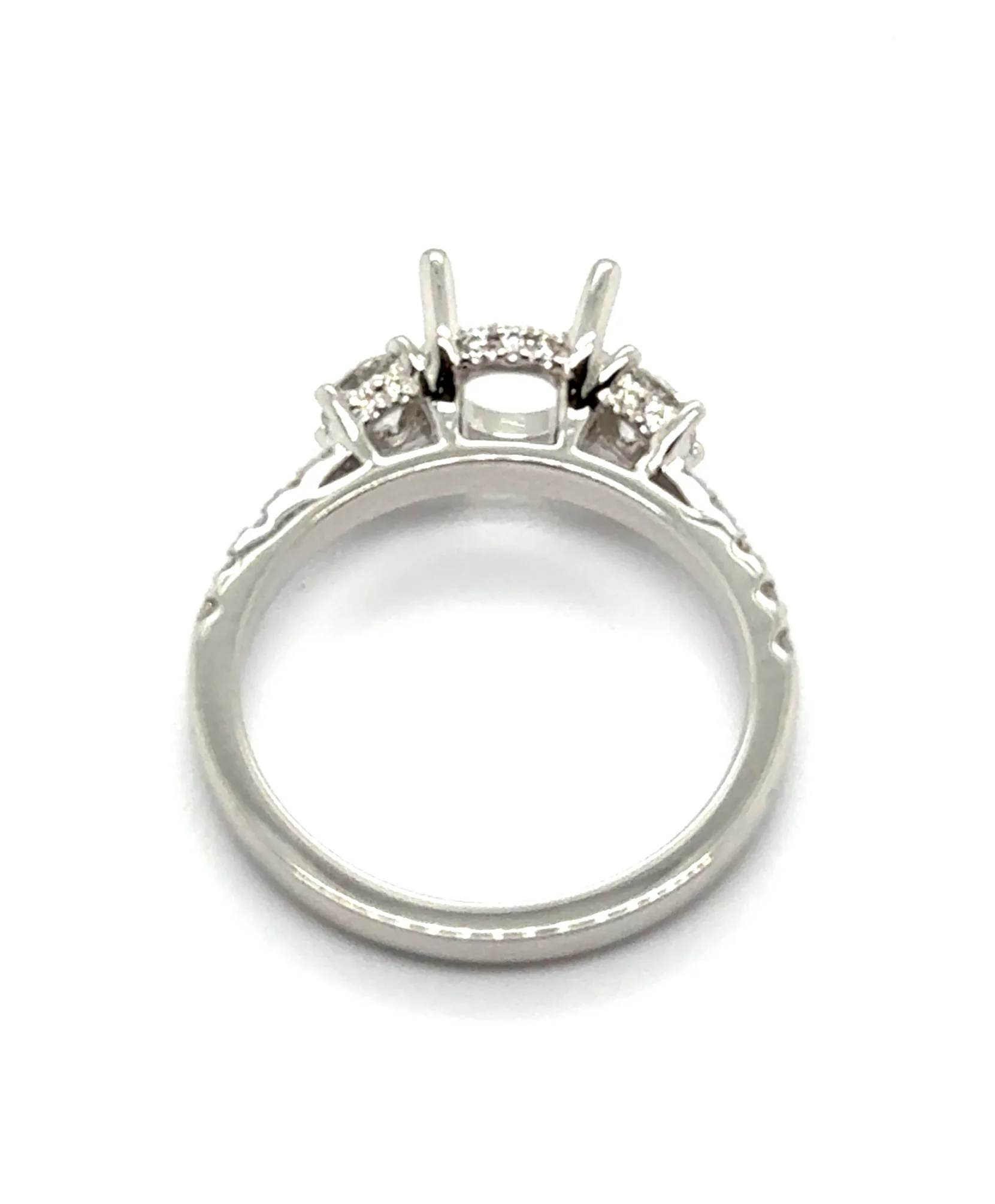 14Kt White Gold 0.58Ctw Three Stone Diamond Semi-Mount Ring - Image 2