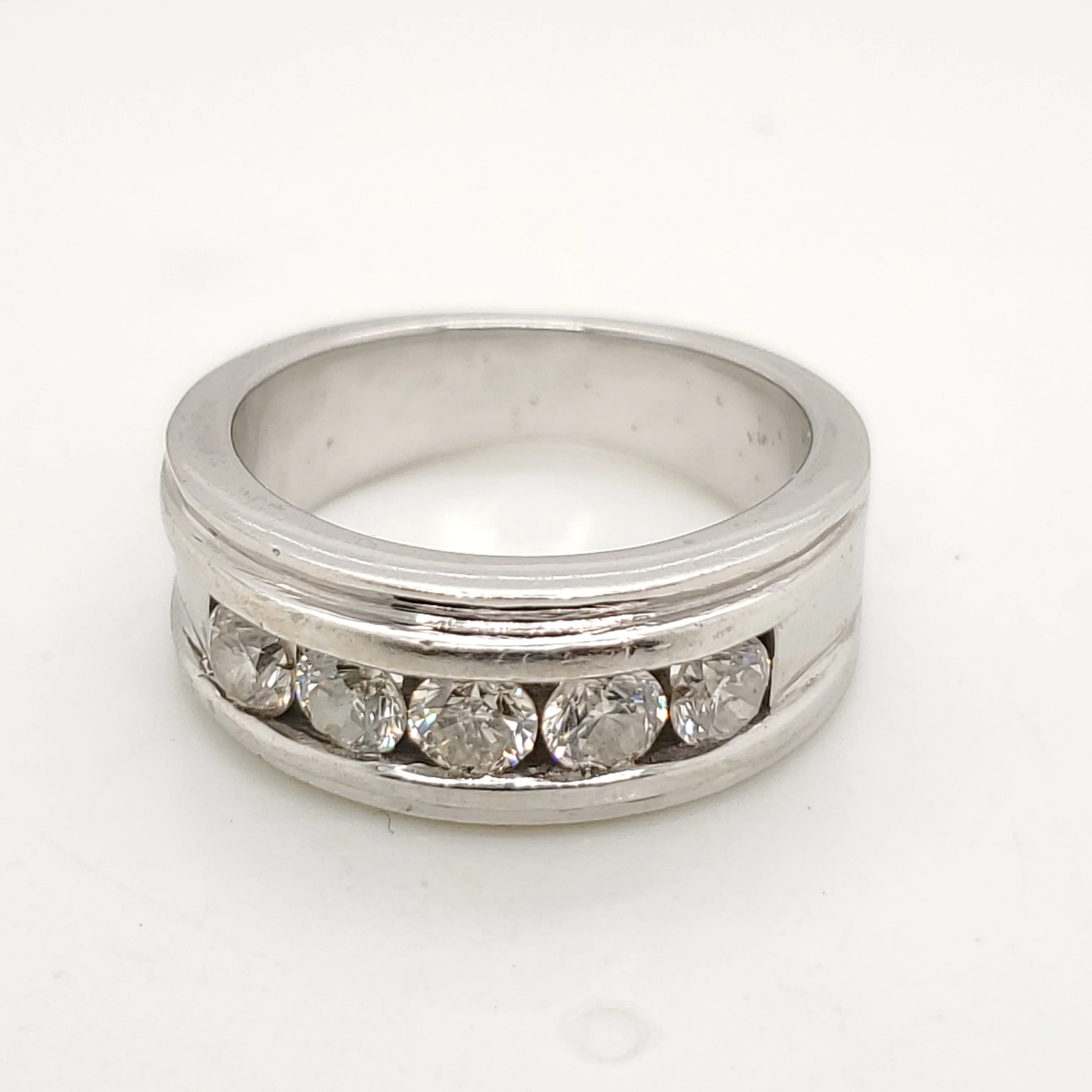 14kt White Gold 1.10 Carat Mens Diamond Wedding Band