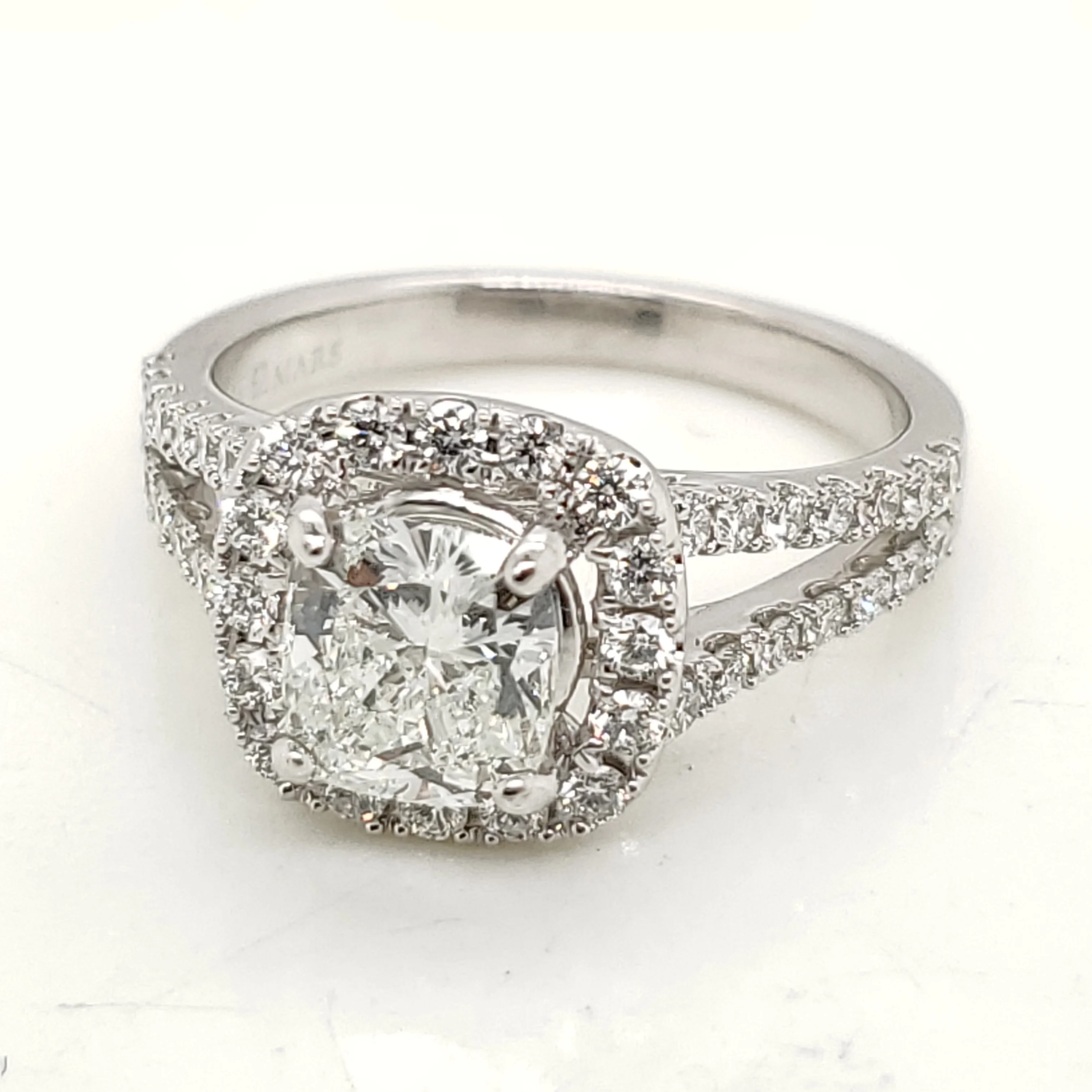 14kt White Gold 1.26 Carat Cushion Cut Diamond Engagement Ring