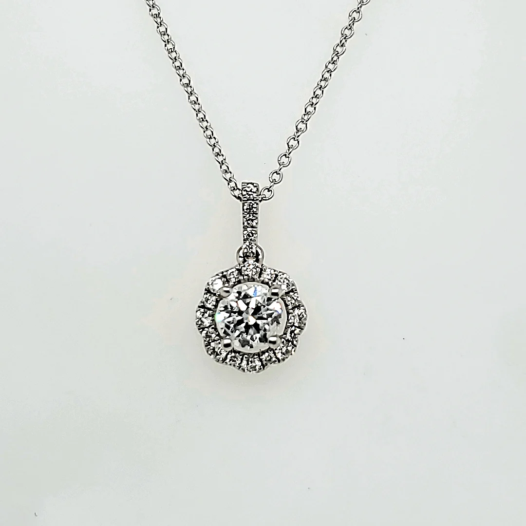 14kt White Gold .49 Carat Center Stone Diamond Pendant