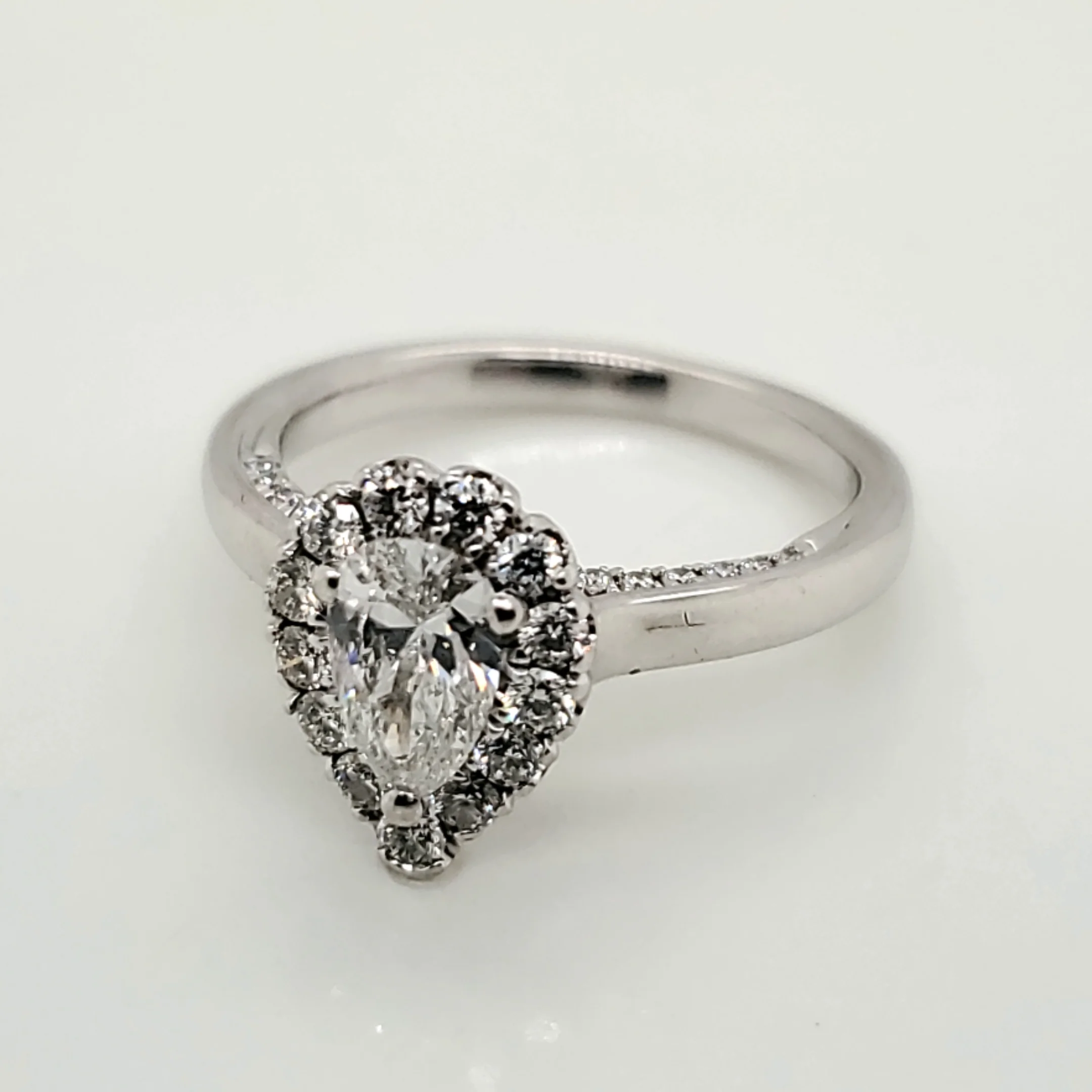 14kt White Gold .54 Carat Pear Shaped Diamond Engagement Ring
