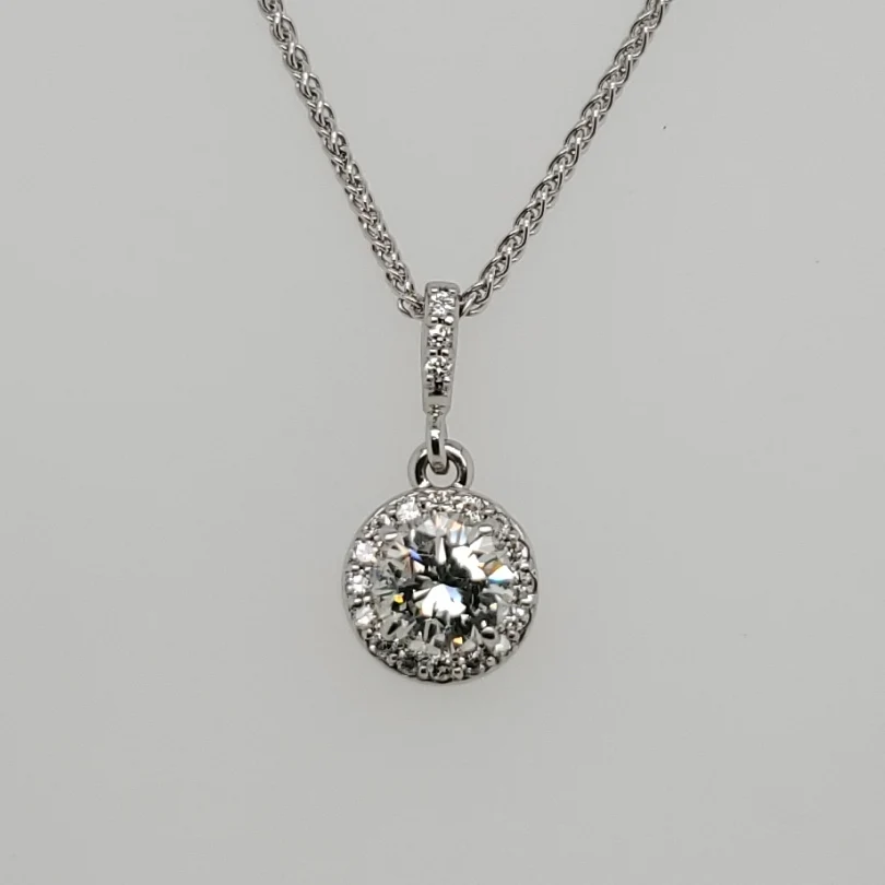 14Kt White Gold .55 Carat Round, Brilliant Cut Diamond Pendant