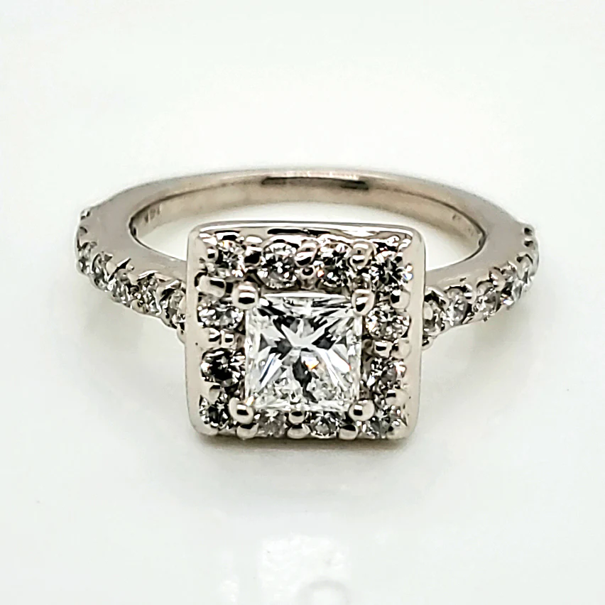 14kt White Gold .77 Carat Princess Cut Diamond Engagement Ring