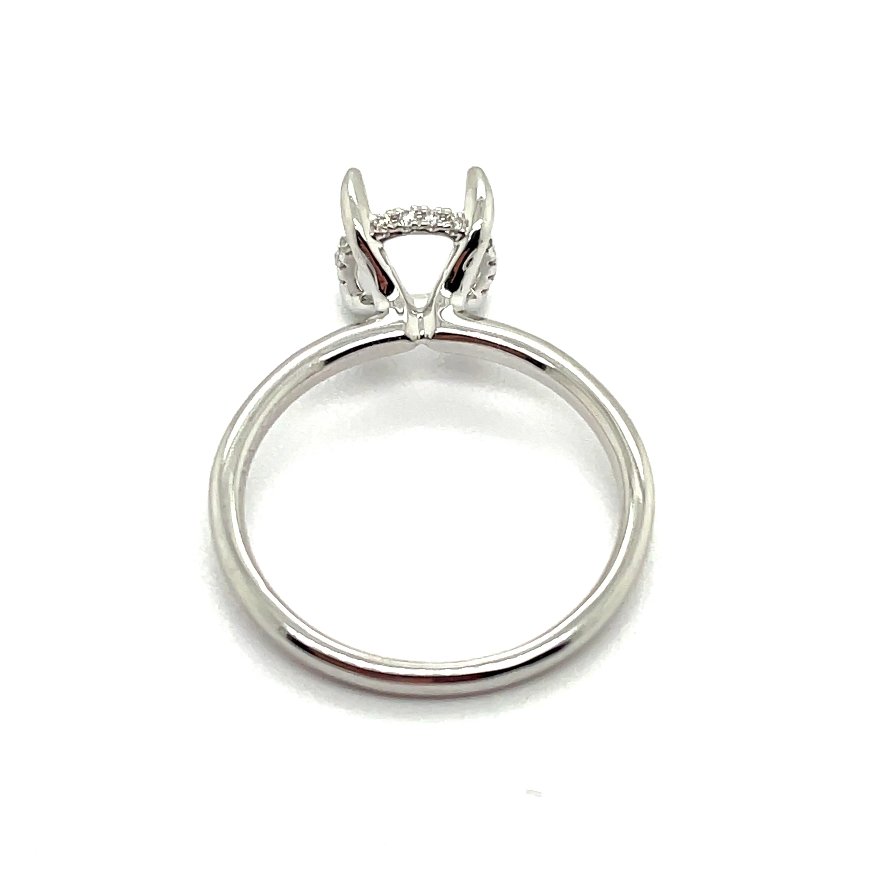 14kt White Gold 8mm Round Center Diamond Semi-Mount Ring - Image 2