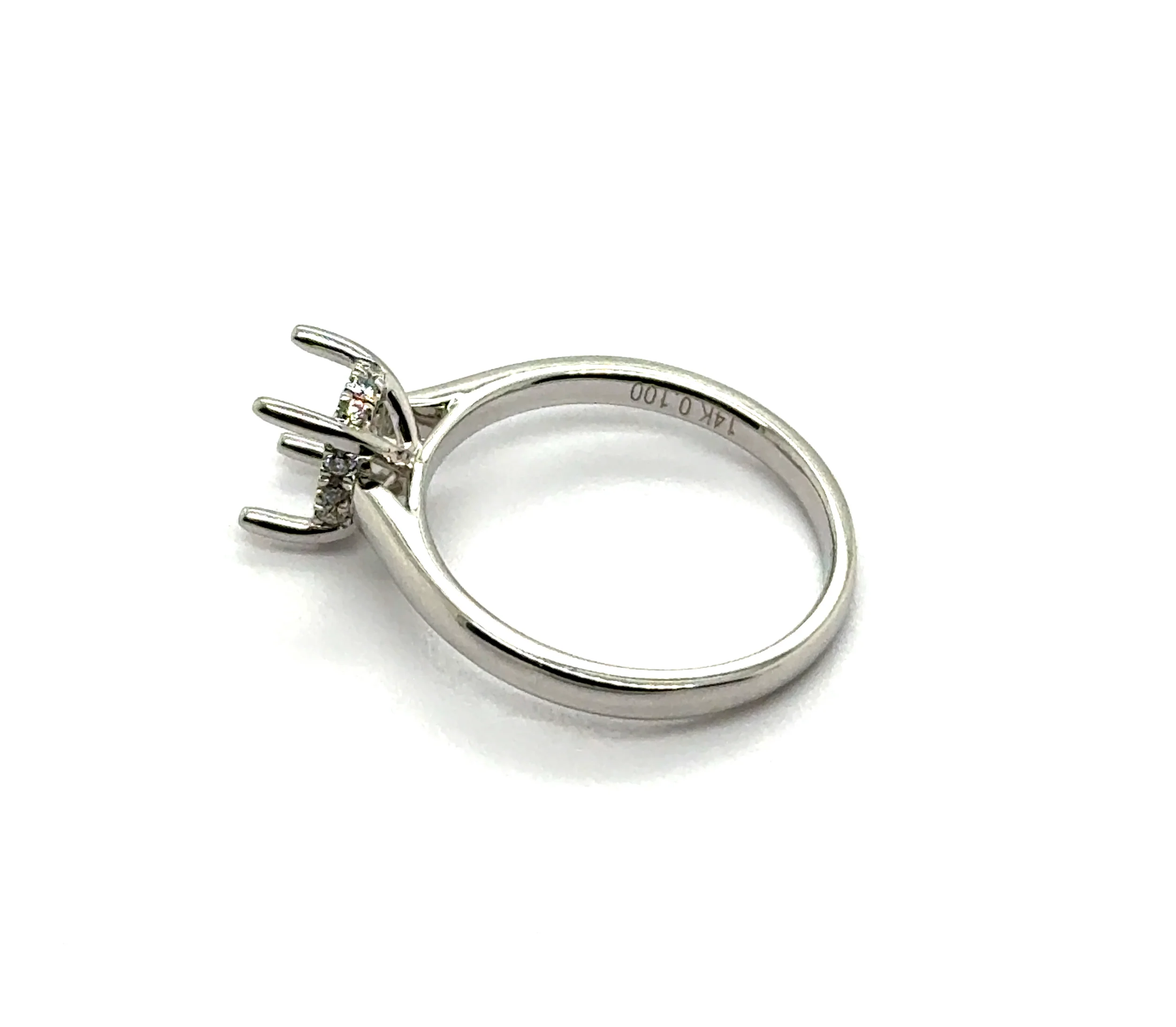 14kt White Gold 8X6mm 0.10Ctw Diamond Semi-Mount Ring - Image 2