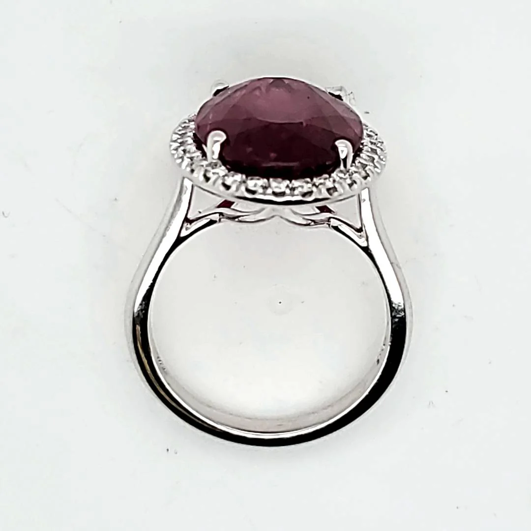 14kt White Gold 9.84 Carat Rubelite Tourmaline and Diamond Ring - Image 4