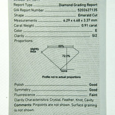 14kt White Gold .91 Carat Emerald Cut Diamond Engagement Ring - Image 2