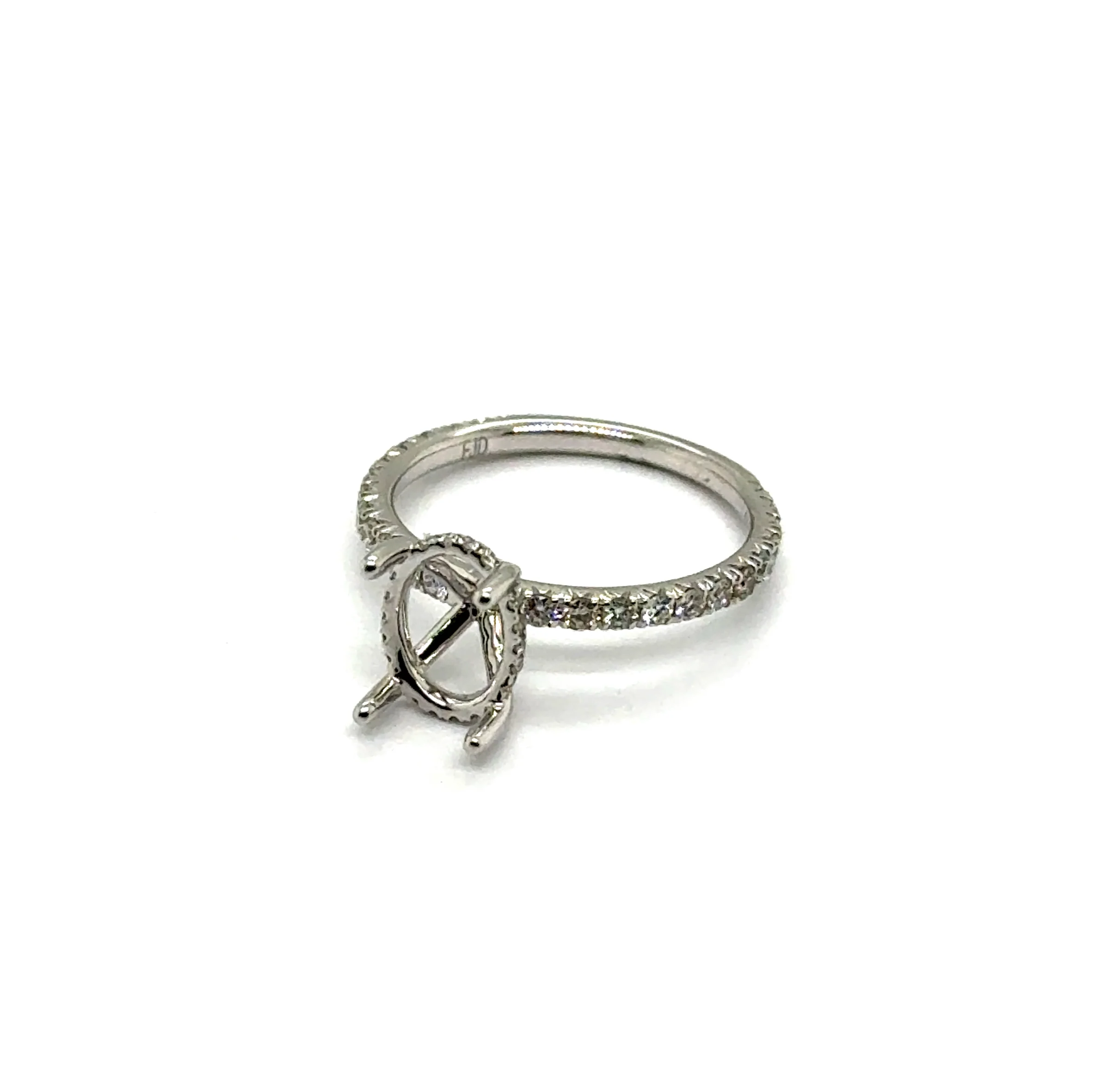 14kt White Gold 9x7mm Oval Diamond Semi-Mount Ring