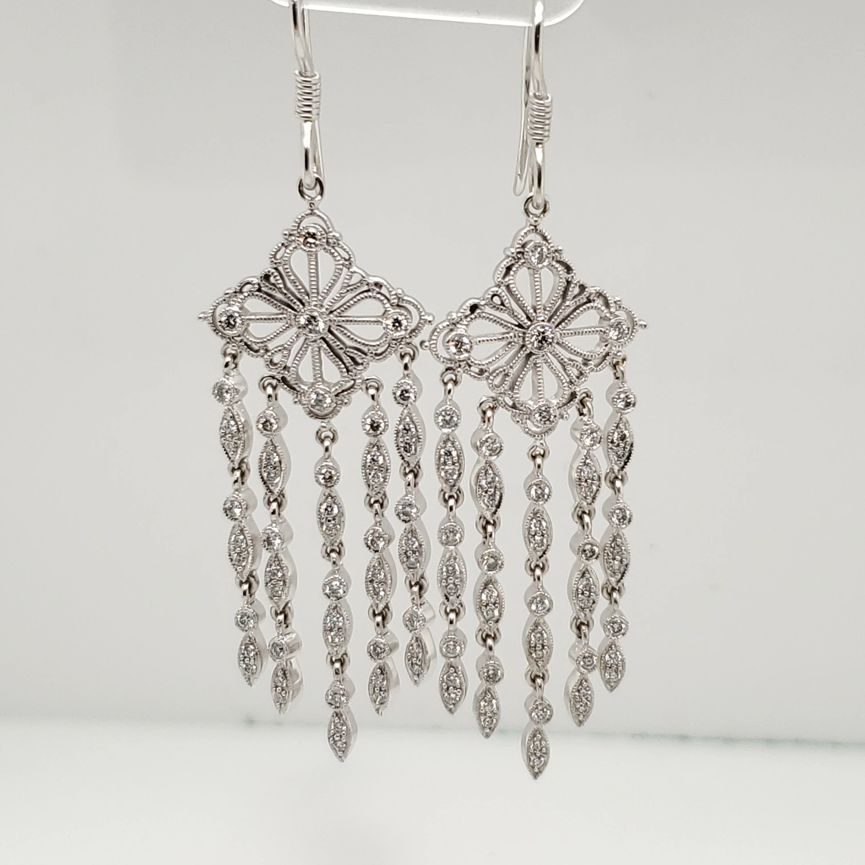 14kt White Gold and Diamond Chandelier Earrings