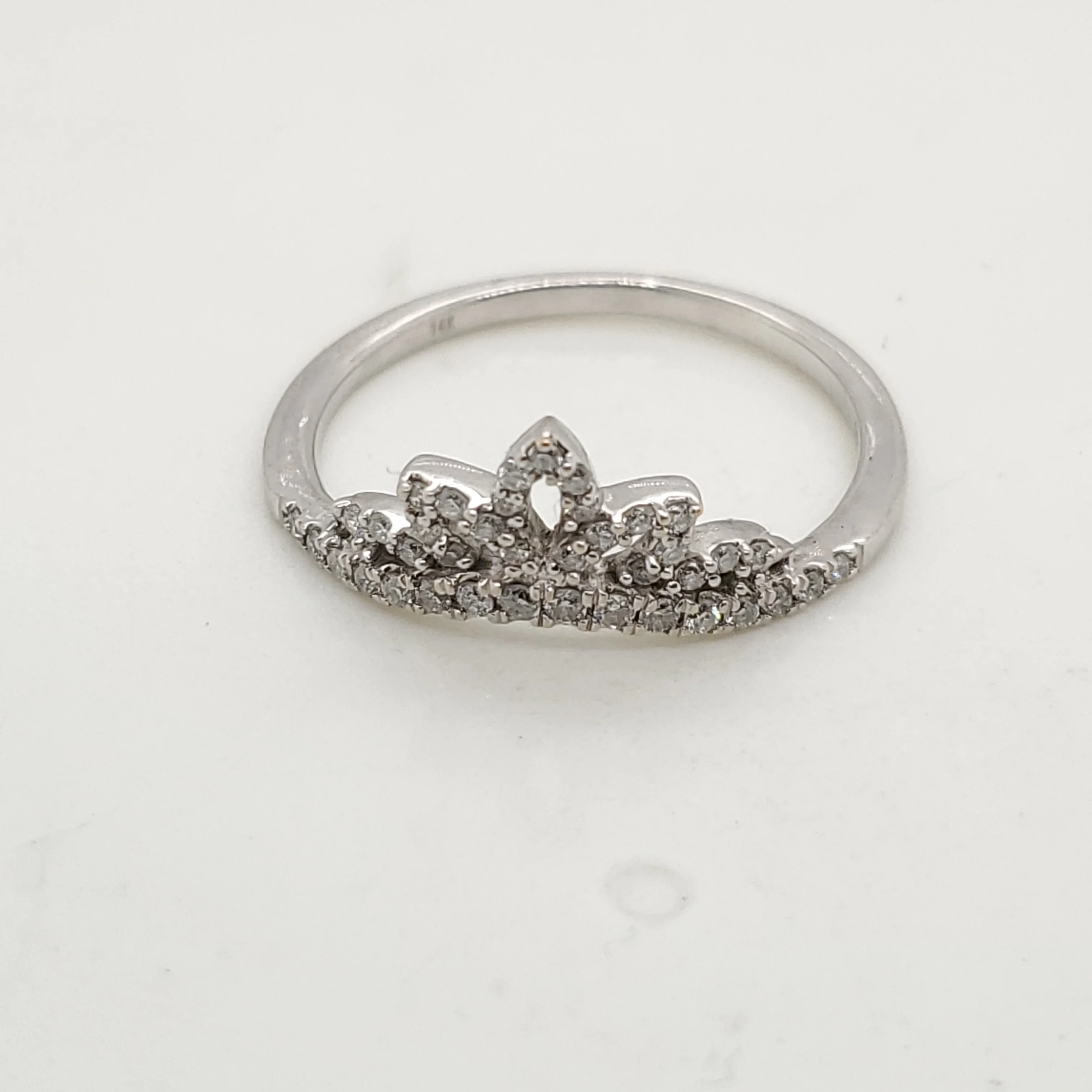 14kt White Gold and Diamond Crown Wedding Band