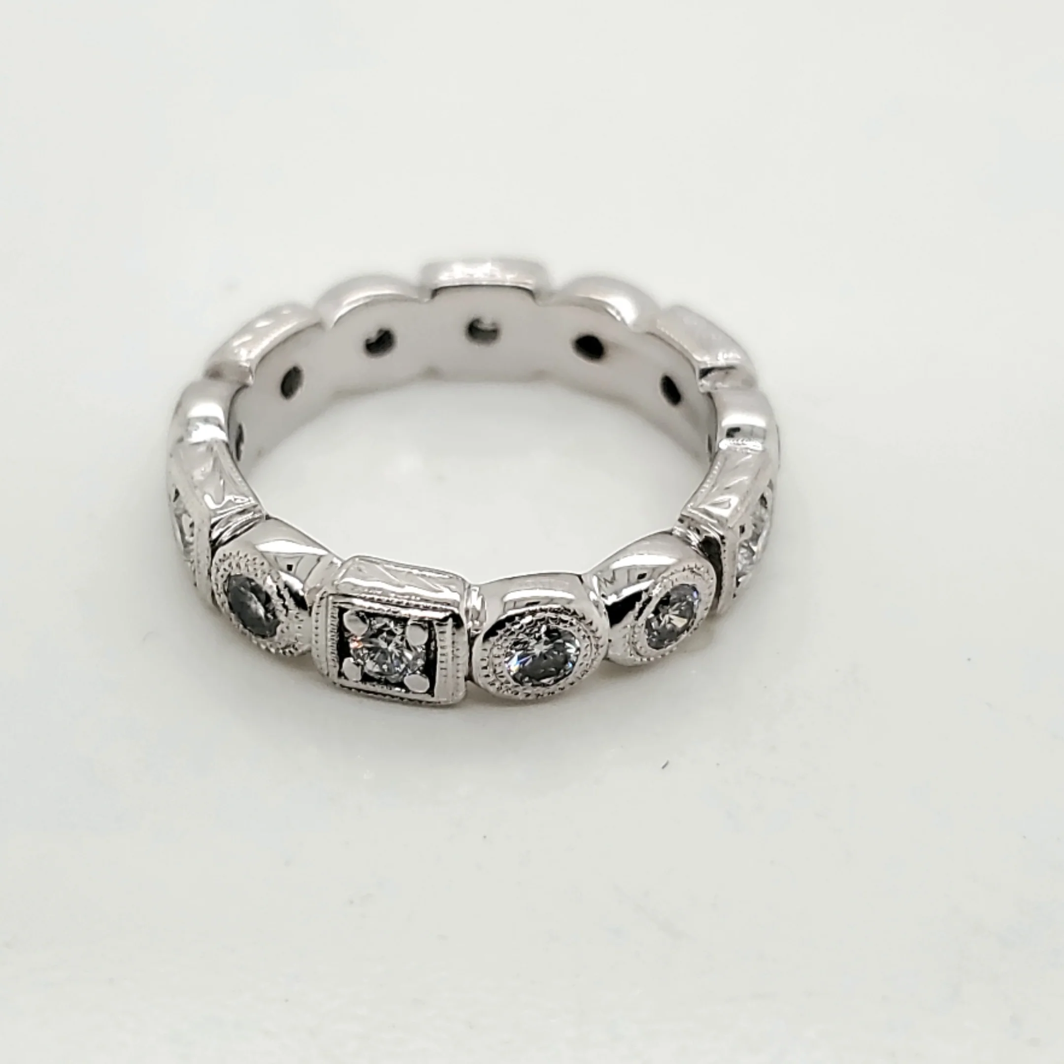 14kt White Gold and Diamond Eternity Wedding Band