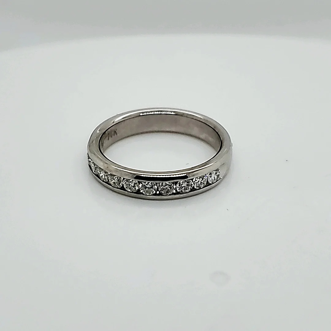 14kt White Gold and Diamond Wedding Band
