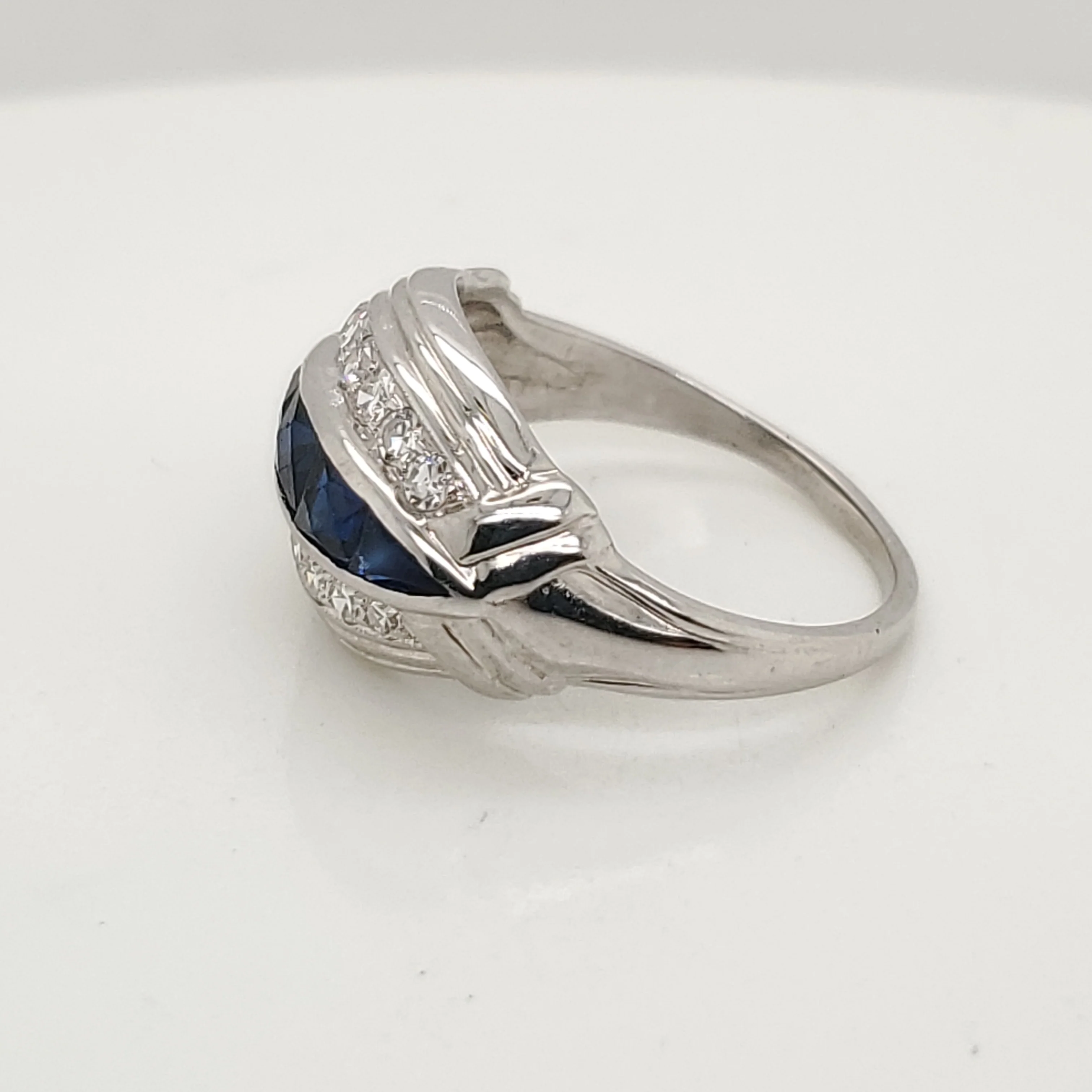 14kt White Gold Art Deco Sapphire And Diamond Ring - Image 2