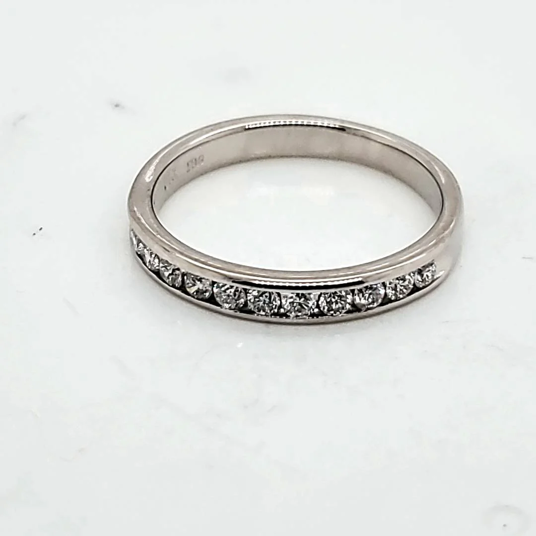 14Kt White Gold Channel Set Diamond Wedding Band