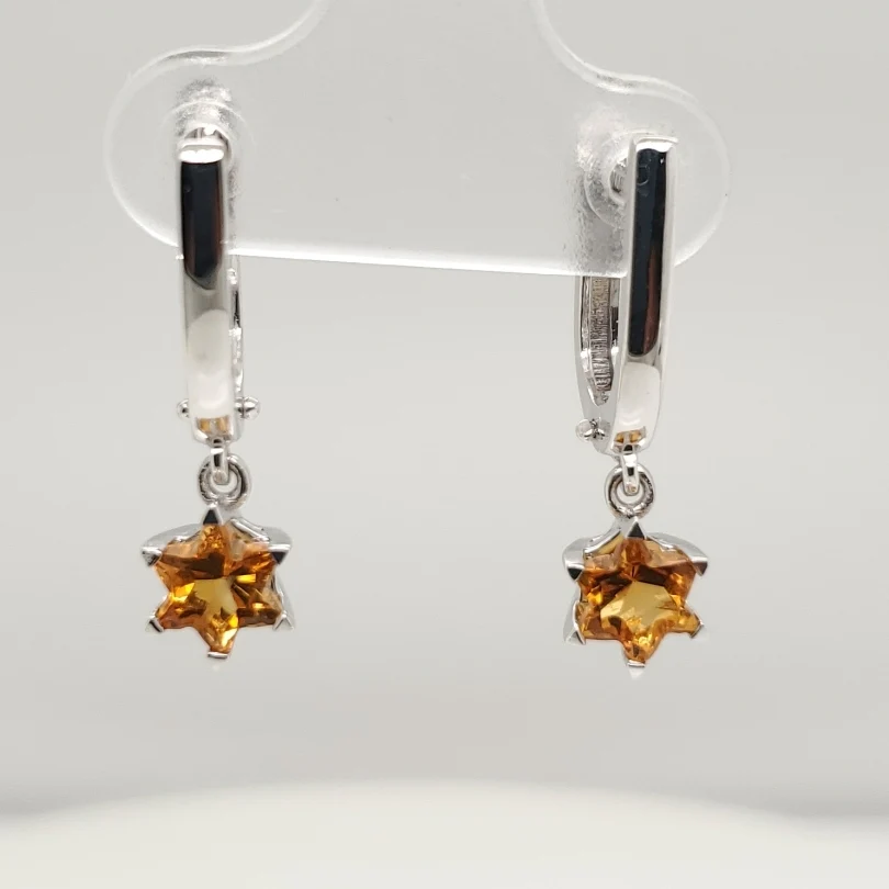 14Kt White Gold Citrine Earrings
