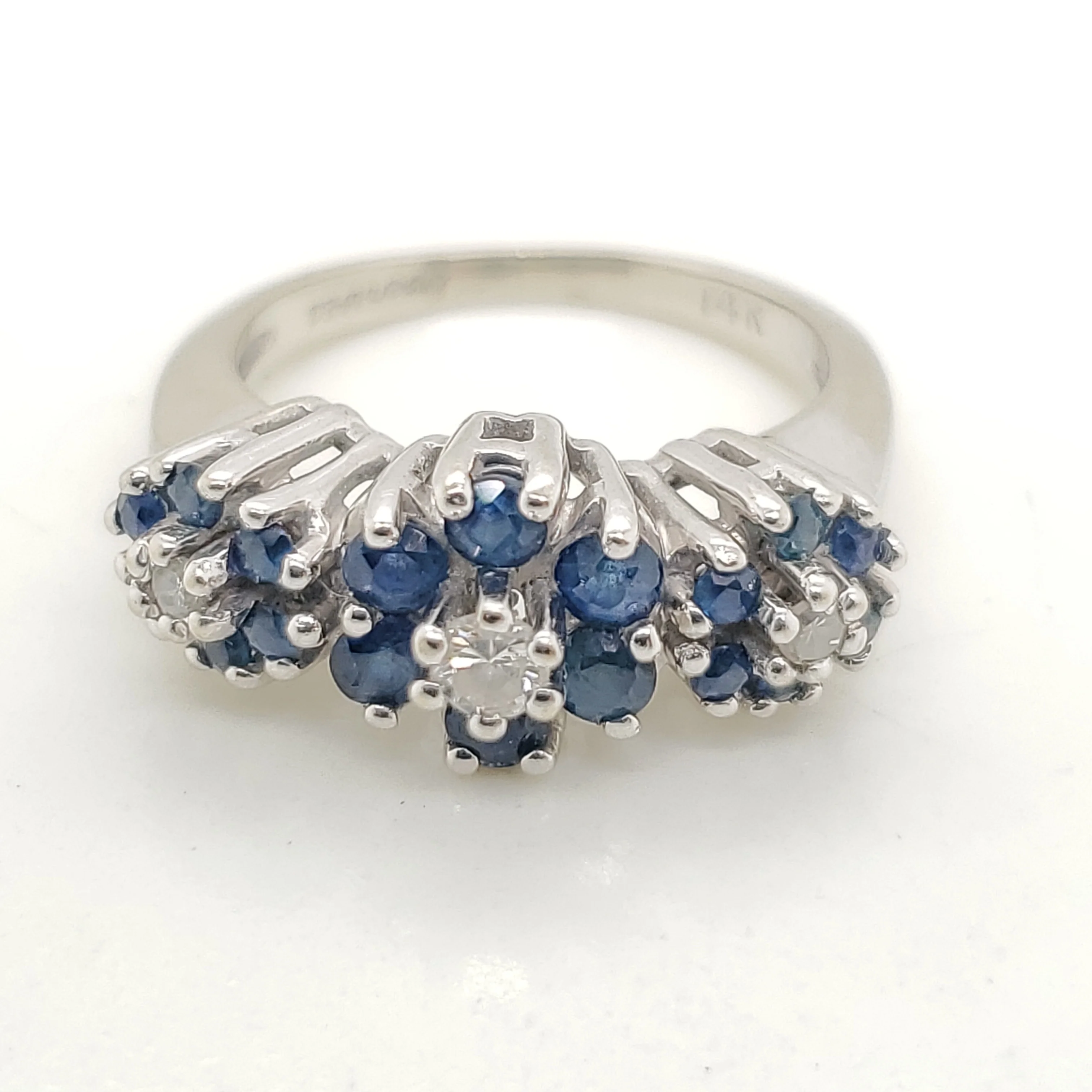 14kt White Gold Diamond and Sapphire Ring
