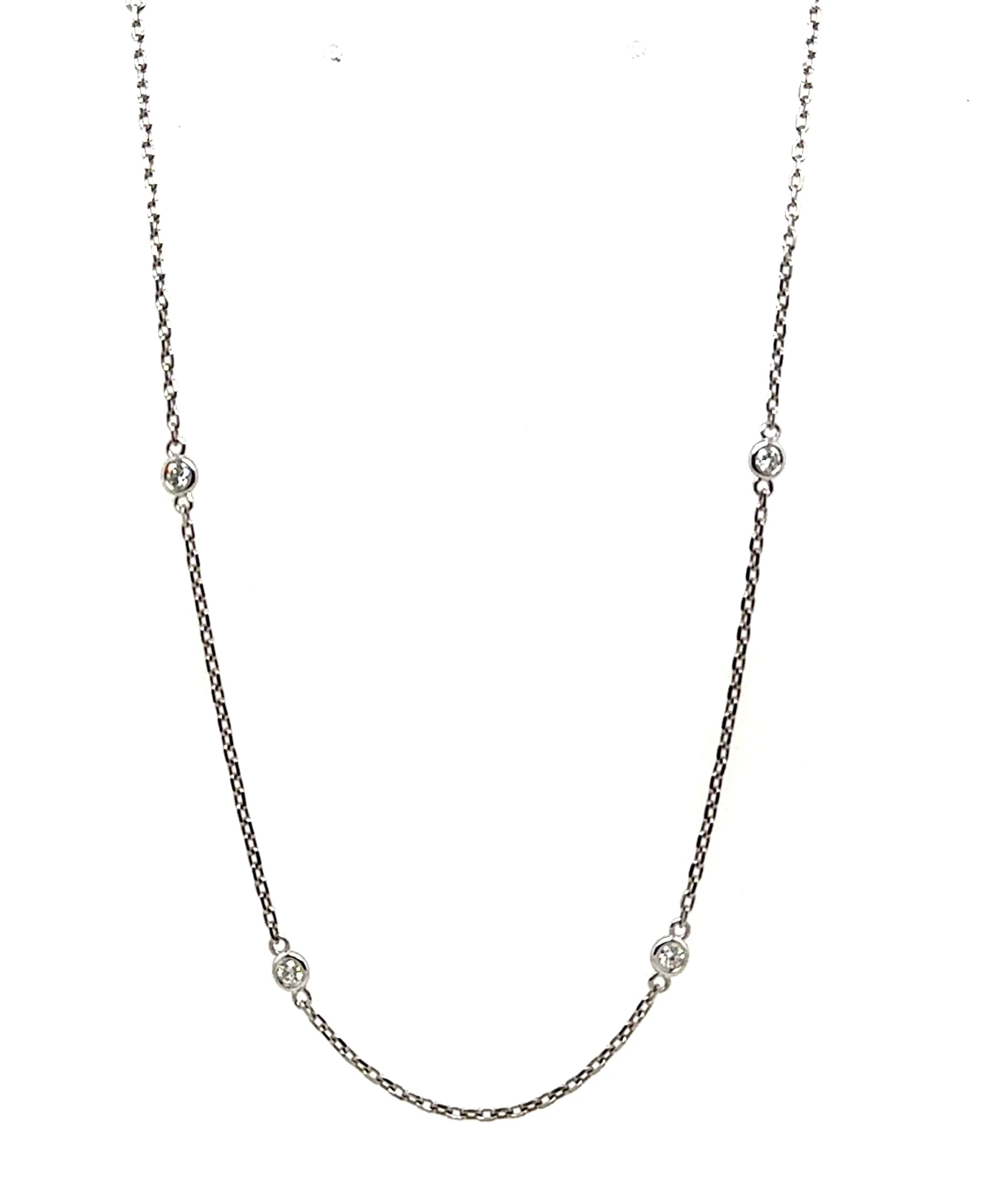 14Kt White Gold Diamonds By The Yard Necklace 0.37Ctw