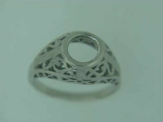 14Kt White Gold Filigree Mounting