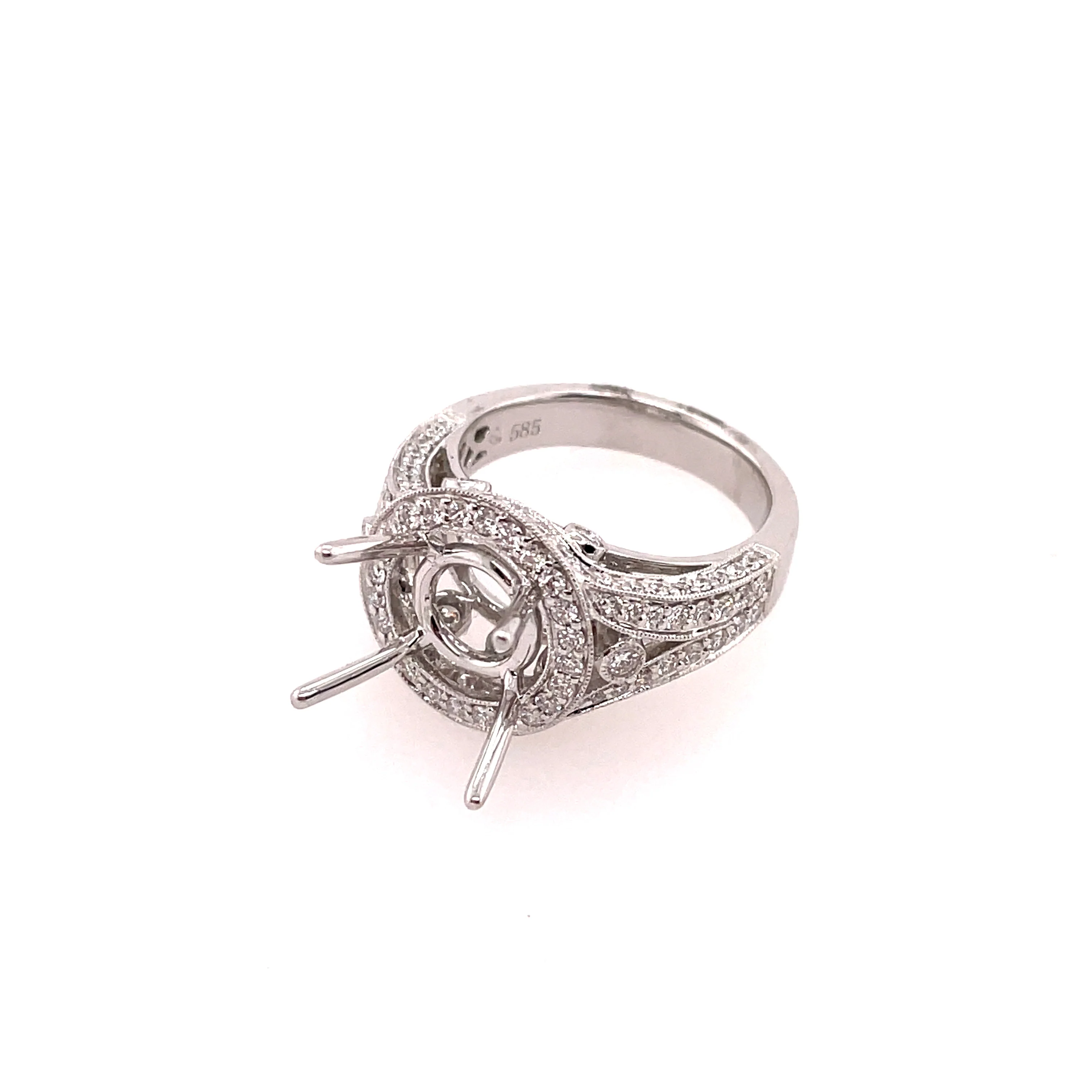 14kt White Gold Halo Diamond Mounting