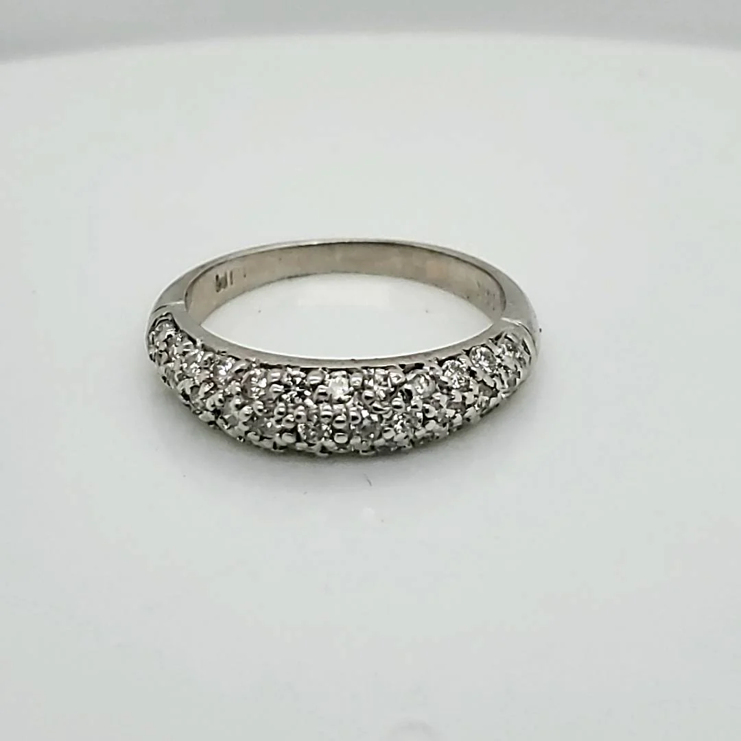 14kt White Gold Pave Set Diamond Wedding Band
