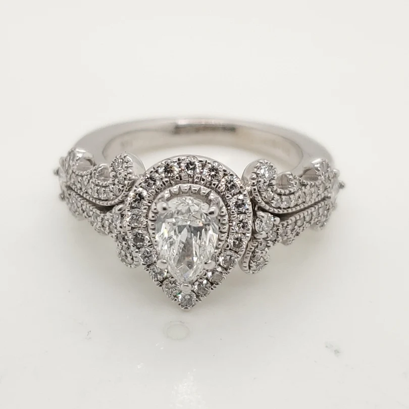14kt White Gold Pear Shaped Diamond Engagement Ring