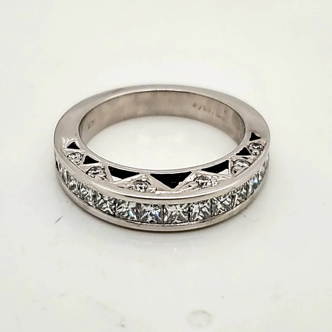 14kt White Gold Princess Cut Diamond Wedding Band