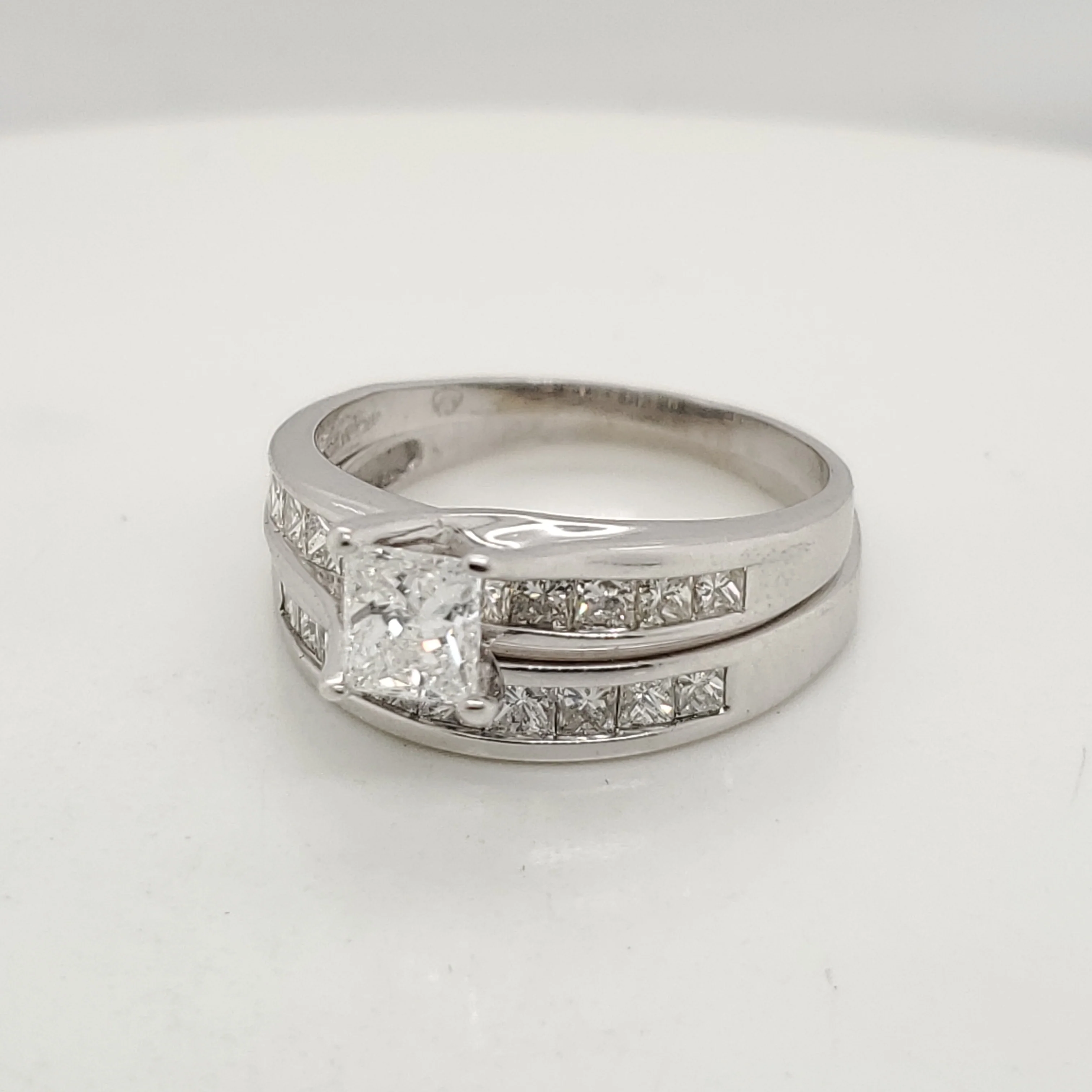 14Kt White Gold Princess Cut Diamond Wedding Set