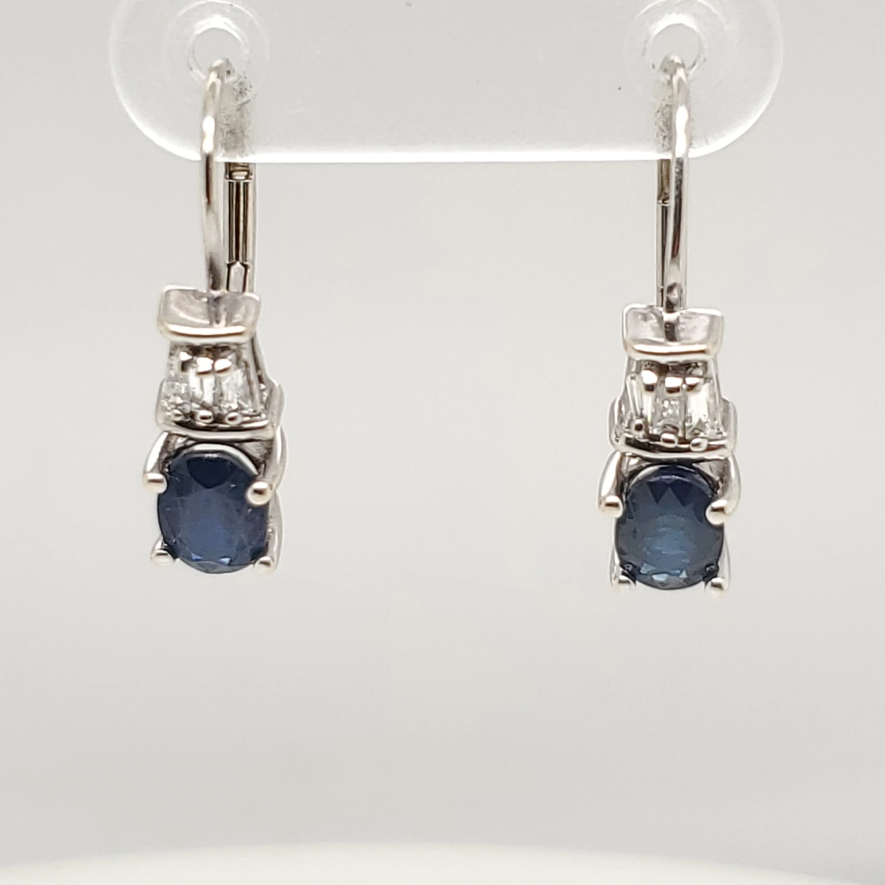 14kt White gold Sapphire and Diamond Earrings