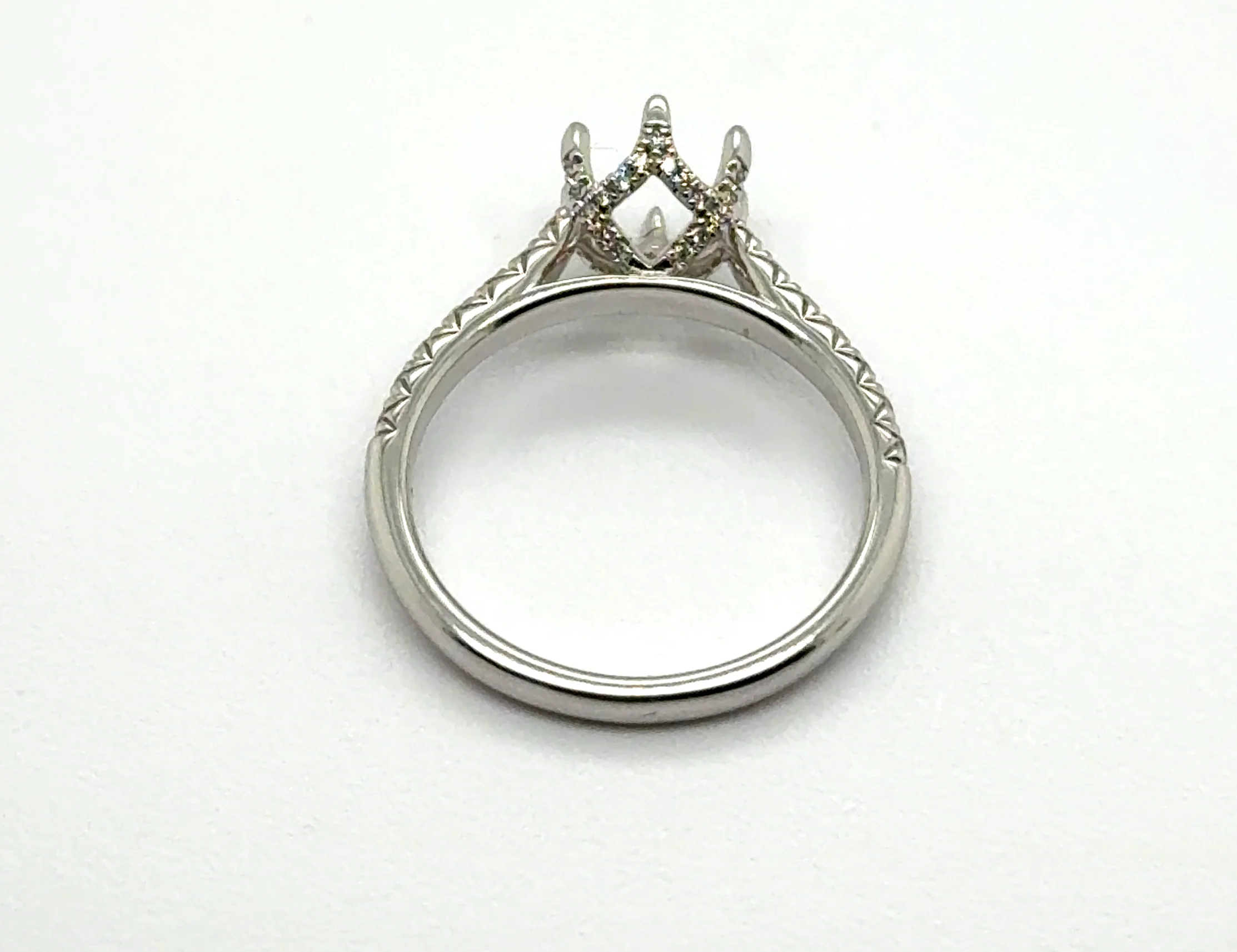 14kt White Gold Six Prong 0.31Ctw Diamond Semi-Mount Ring - Image 2
