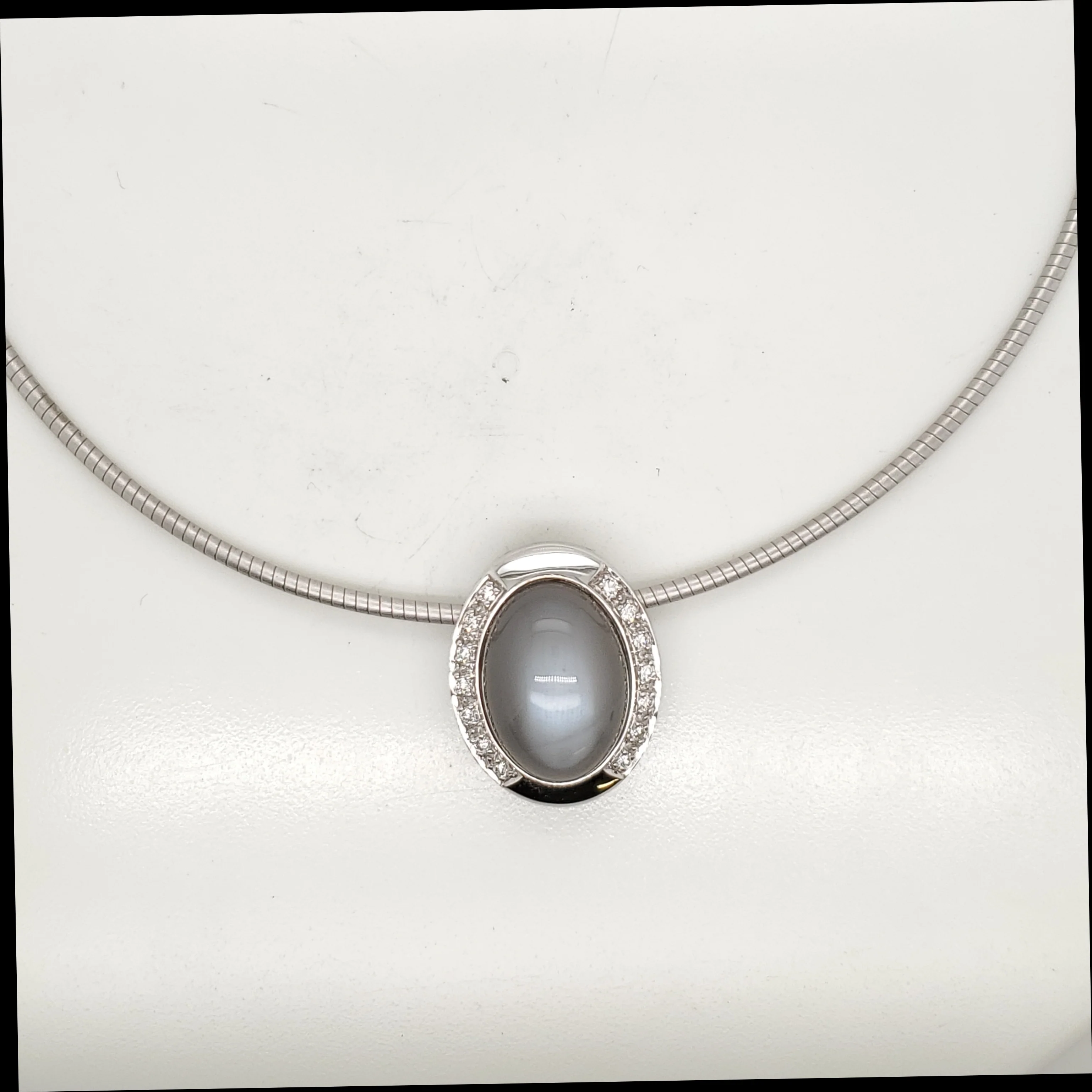 14kt White Gold Star Sapphire and Diamond Necklace