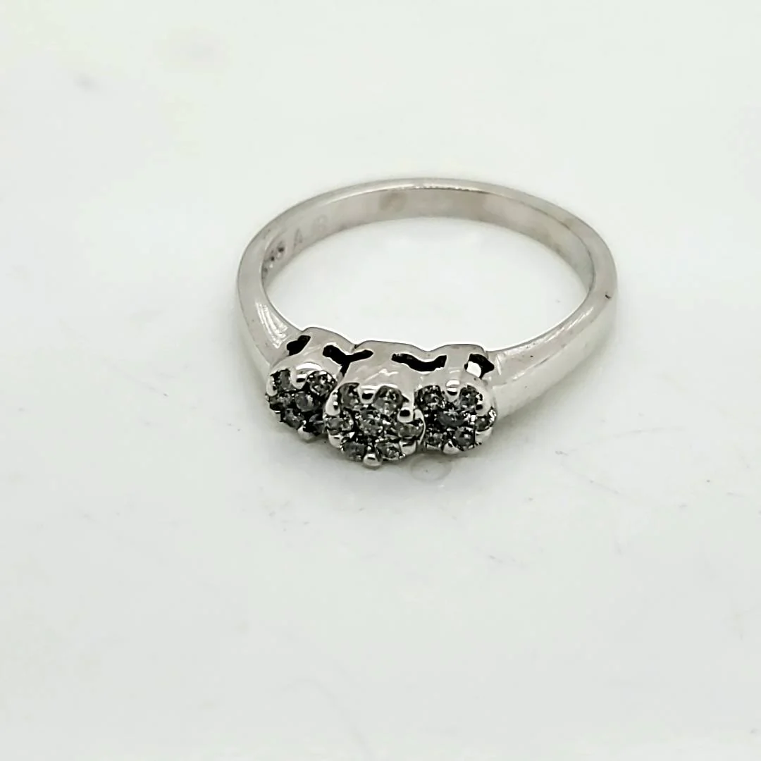 14kt White Gold Three Diamond Cluster Ring