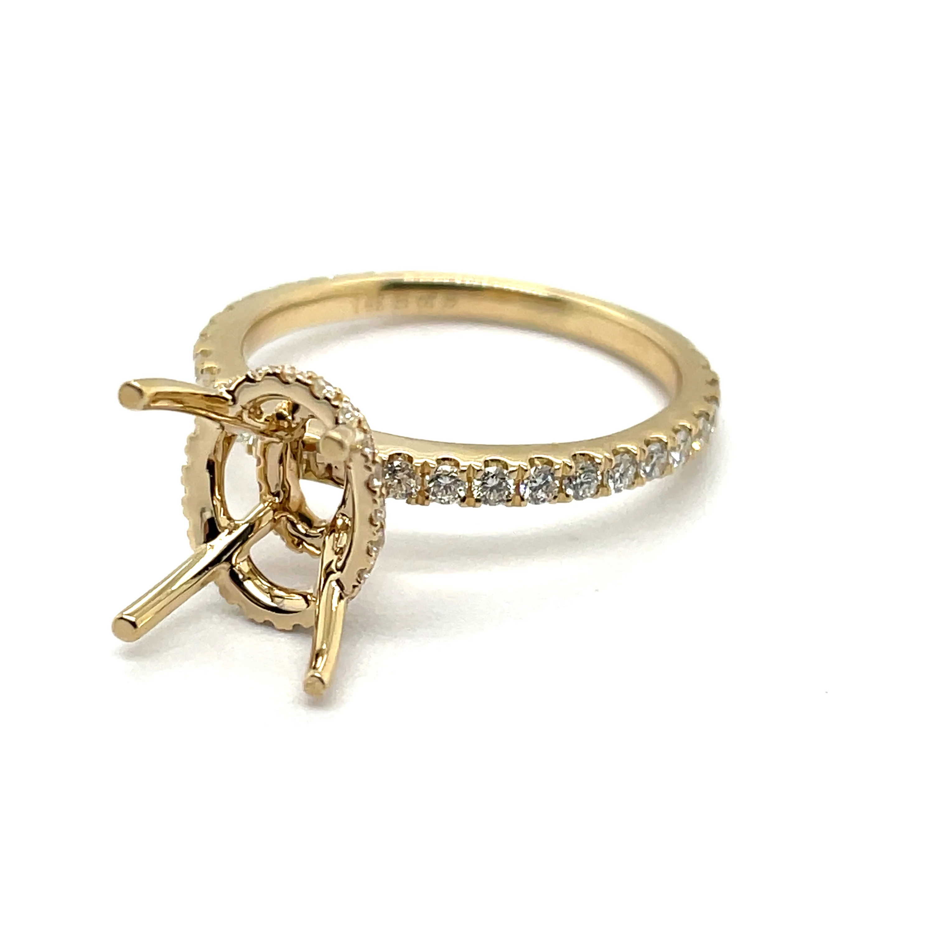 14kt Yellow Gold 0.51Ctw Diamond Semi-Mount Ring For An Oval Shape Center
