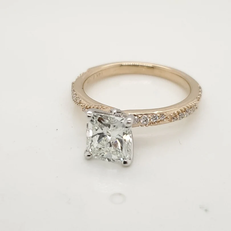 14kt Yellow Gold 1.52 Carat Cushion Cut Diamond Engagement Ring