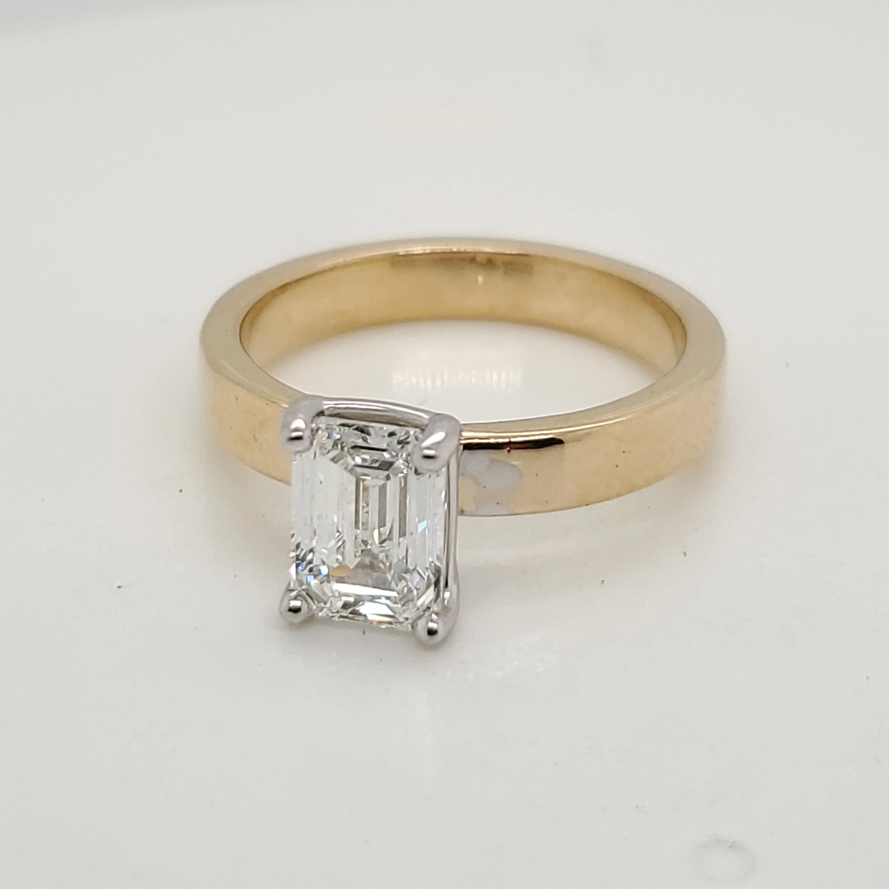 14kt Yellow Gold 1.52 Carat Emerald Cut Diamond Engagement Ring