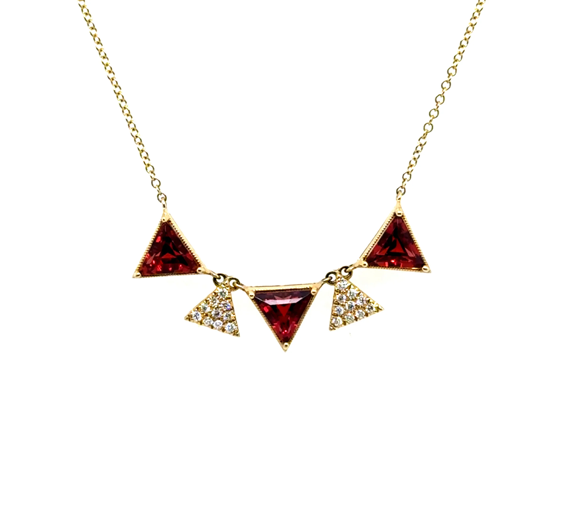 14kt Yellow Gold 2.49Ctw Garnet And Diamond Necklace